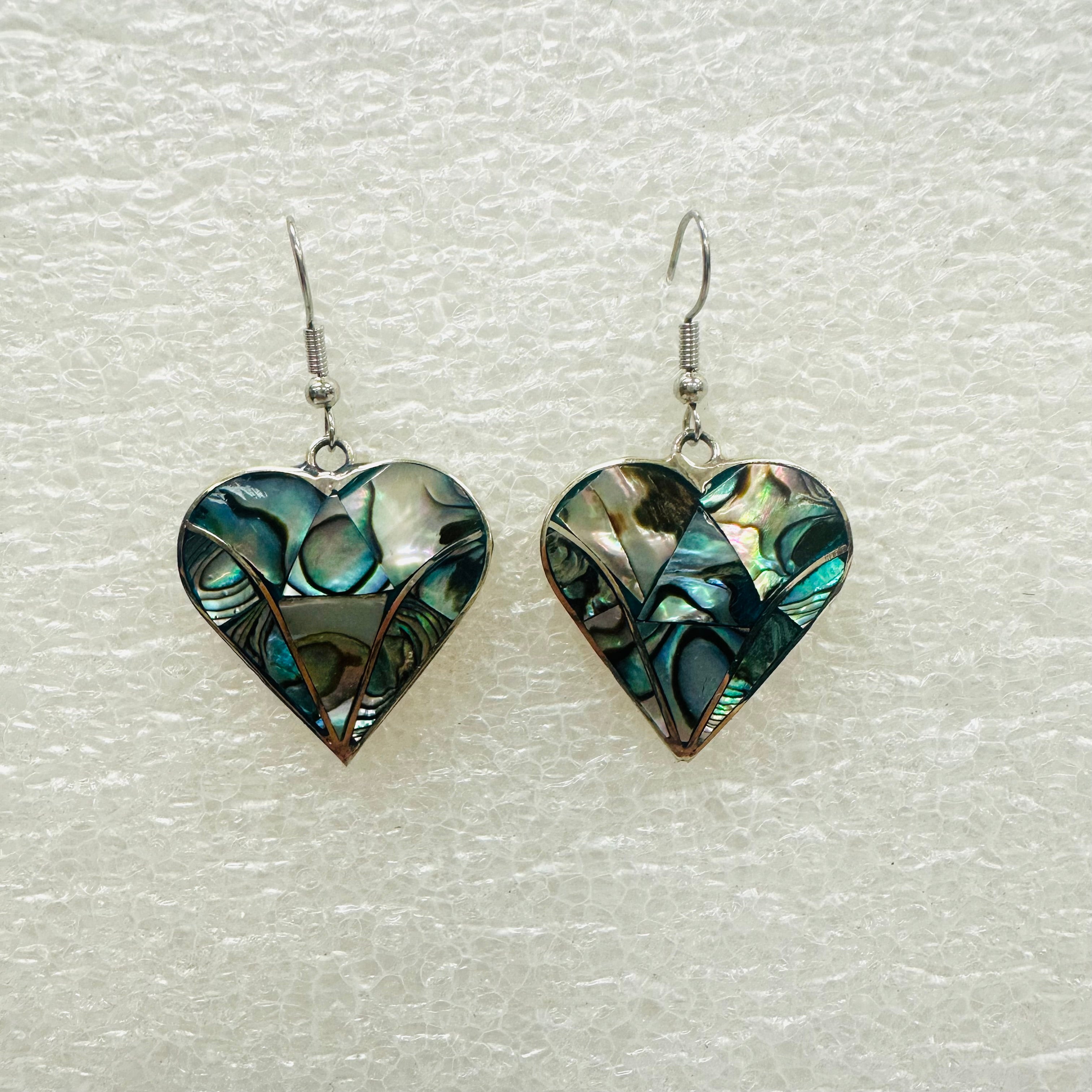 Shell Earrings - Abalone - Heart - Small