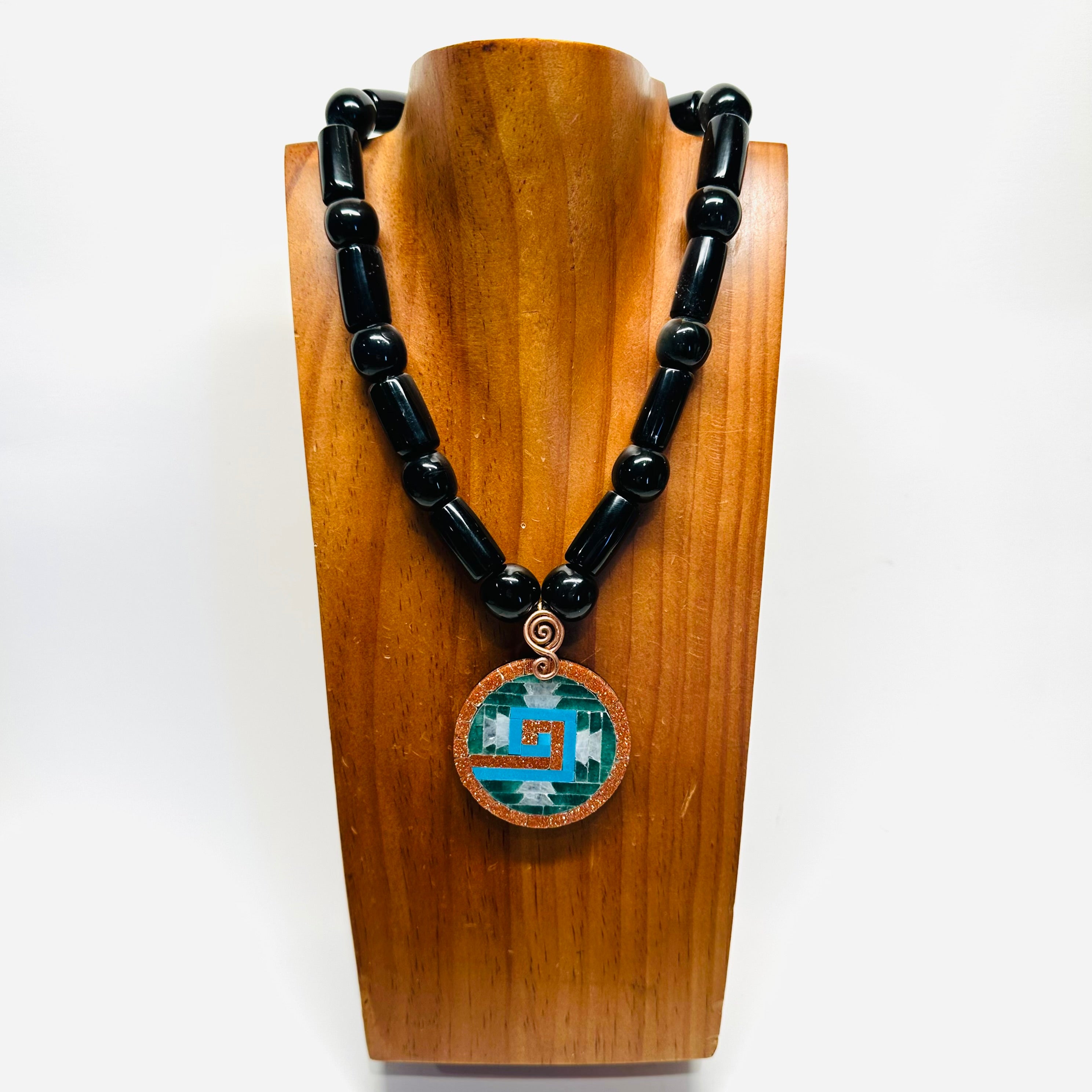Necklace - Obsidian mosaic shield 4
