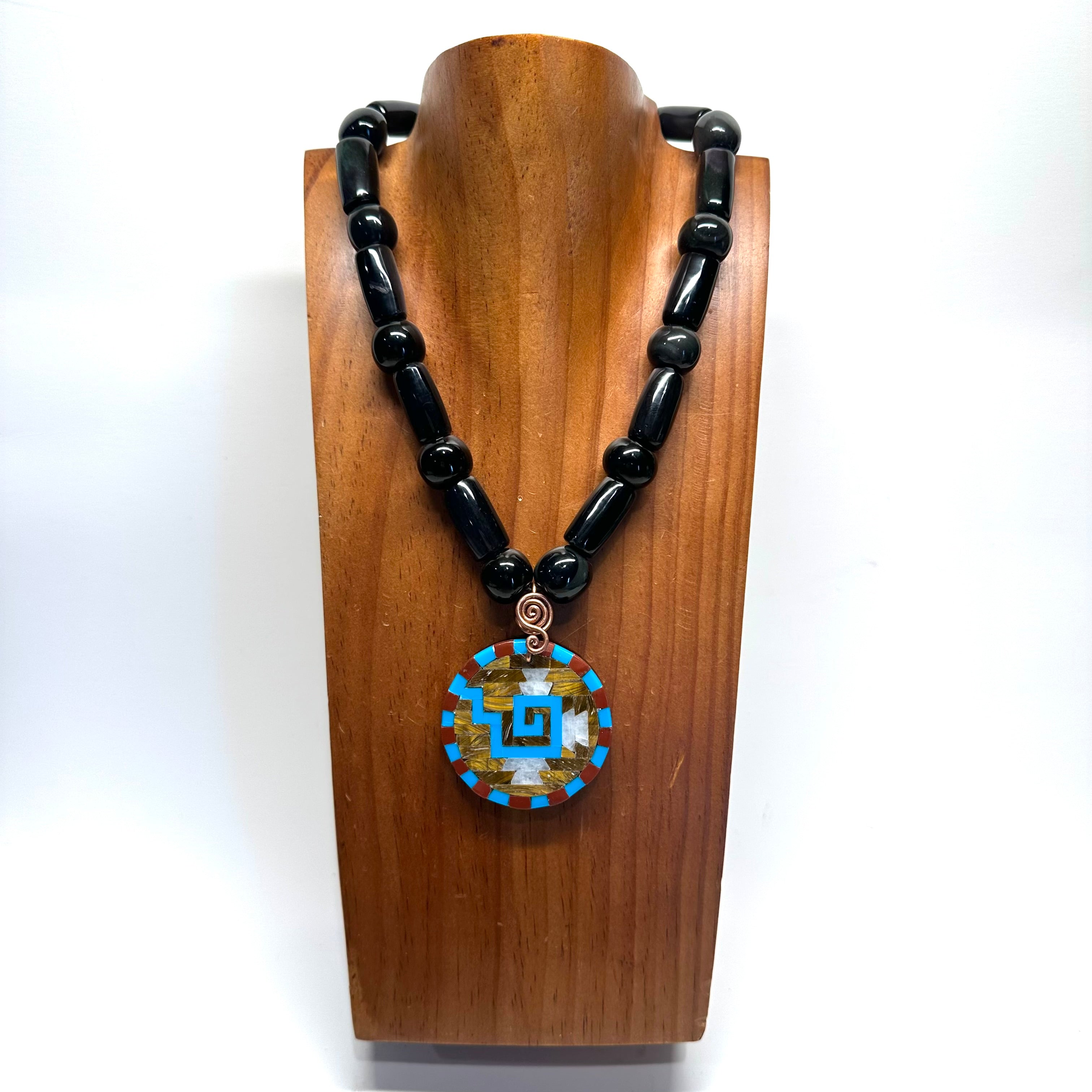 Necklace - Obsidian mosaic shield 2
