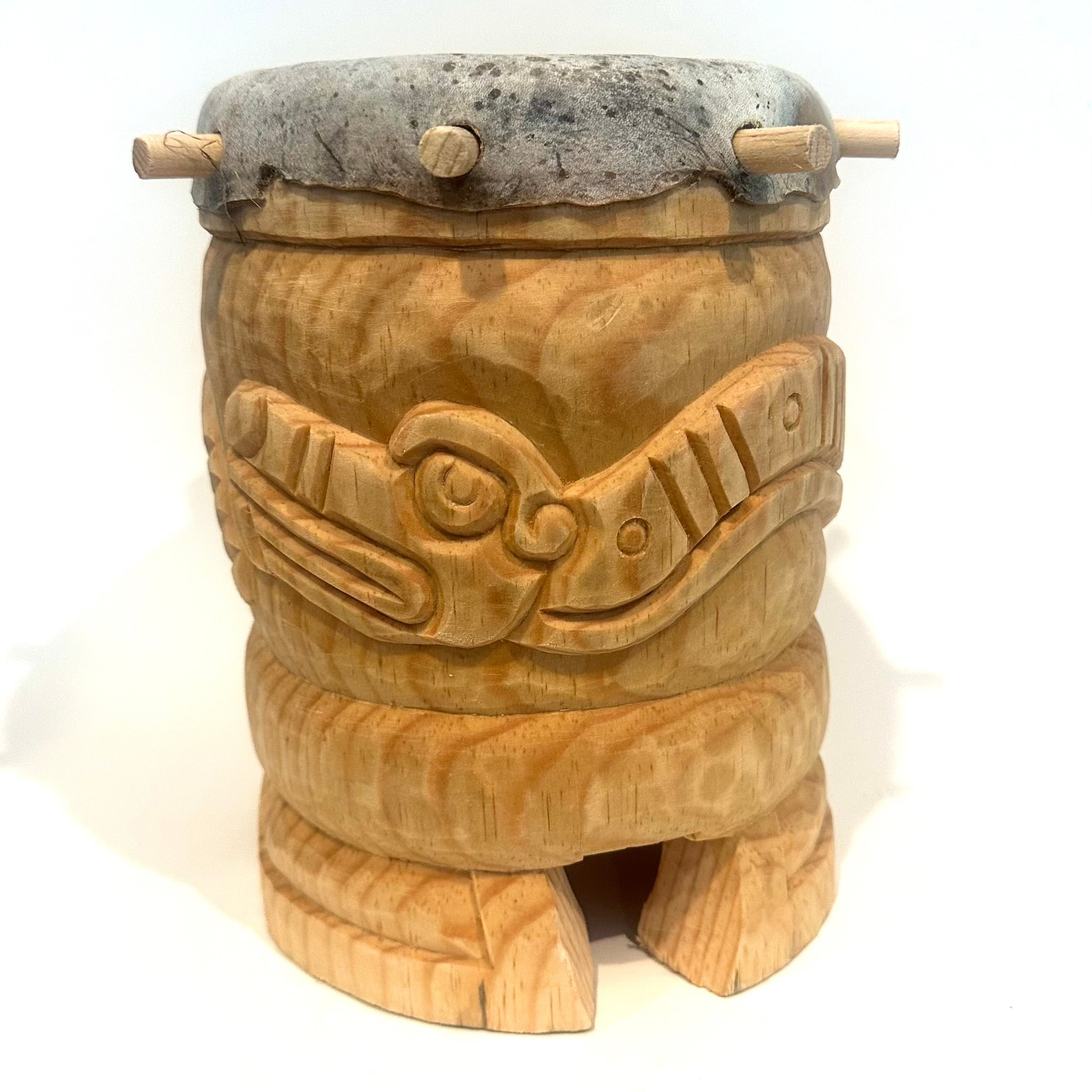 Drum (Huehuetl) - 10” tall Coatl Snake