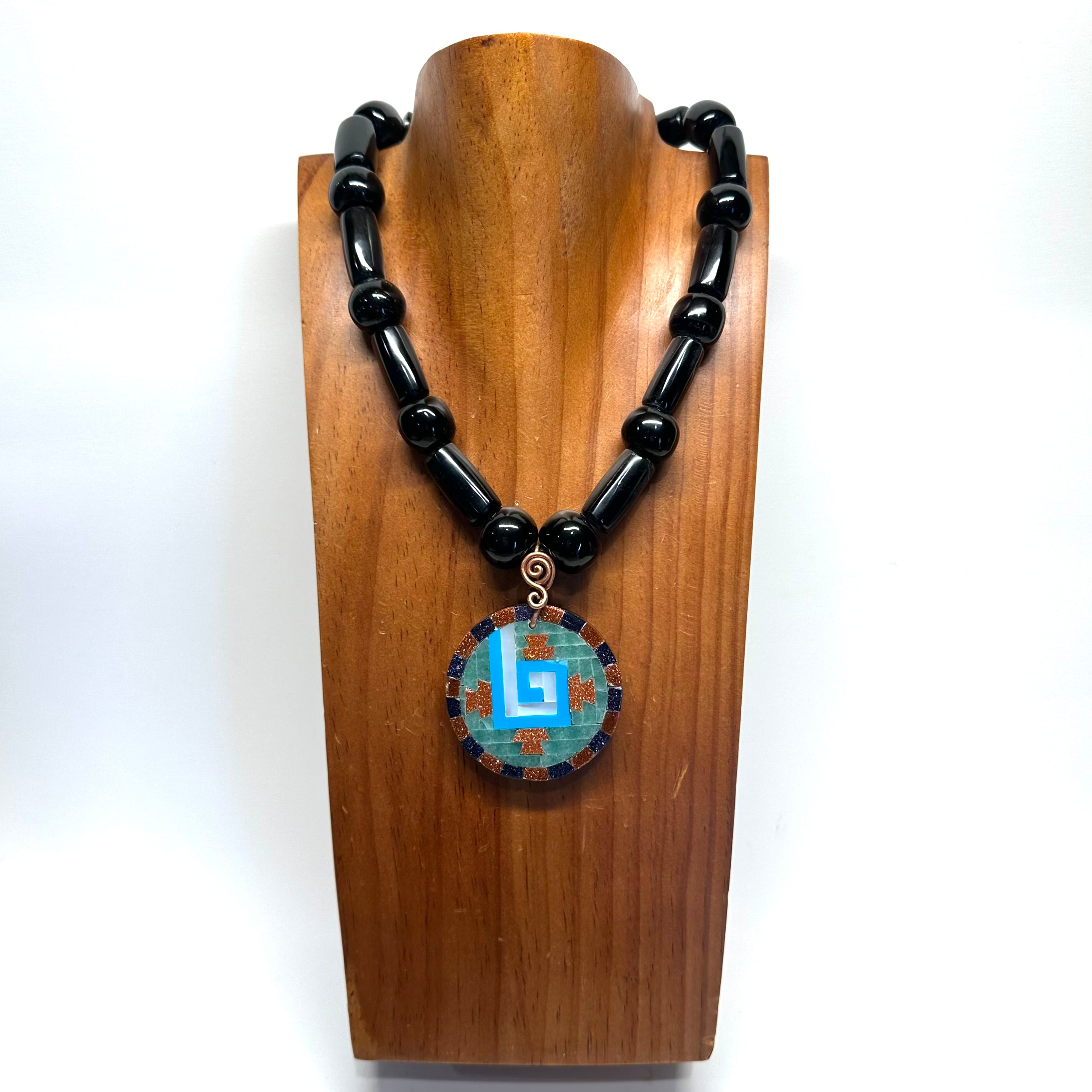 Necklace - Obsidian mosaic shield 1