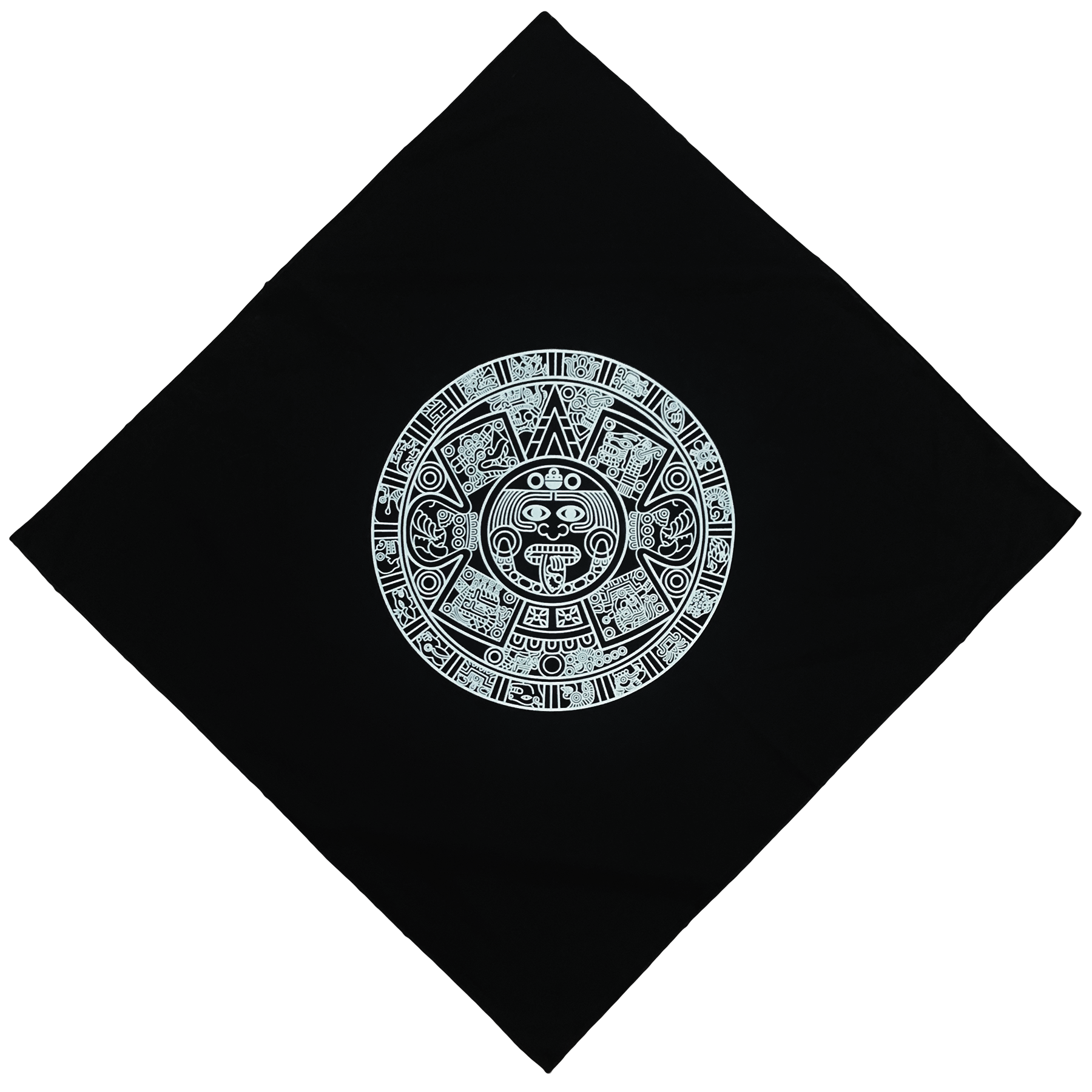 Bandana - Aztec Calendar - black 27” x 27”