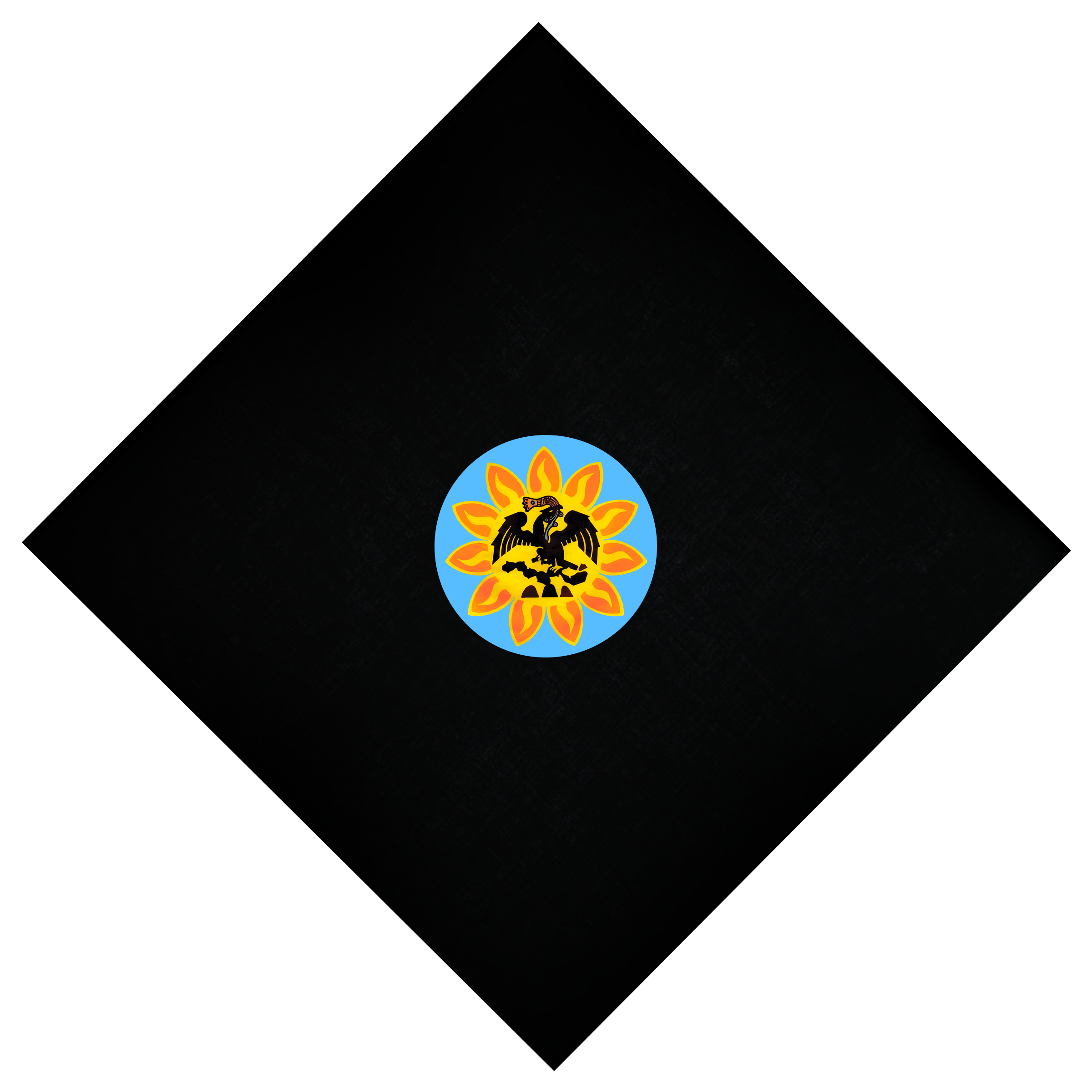 Bandana - Mexica Flag - Black (Full color)22" X 22"