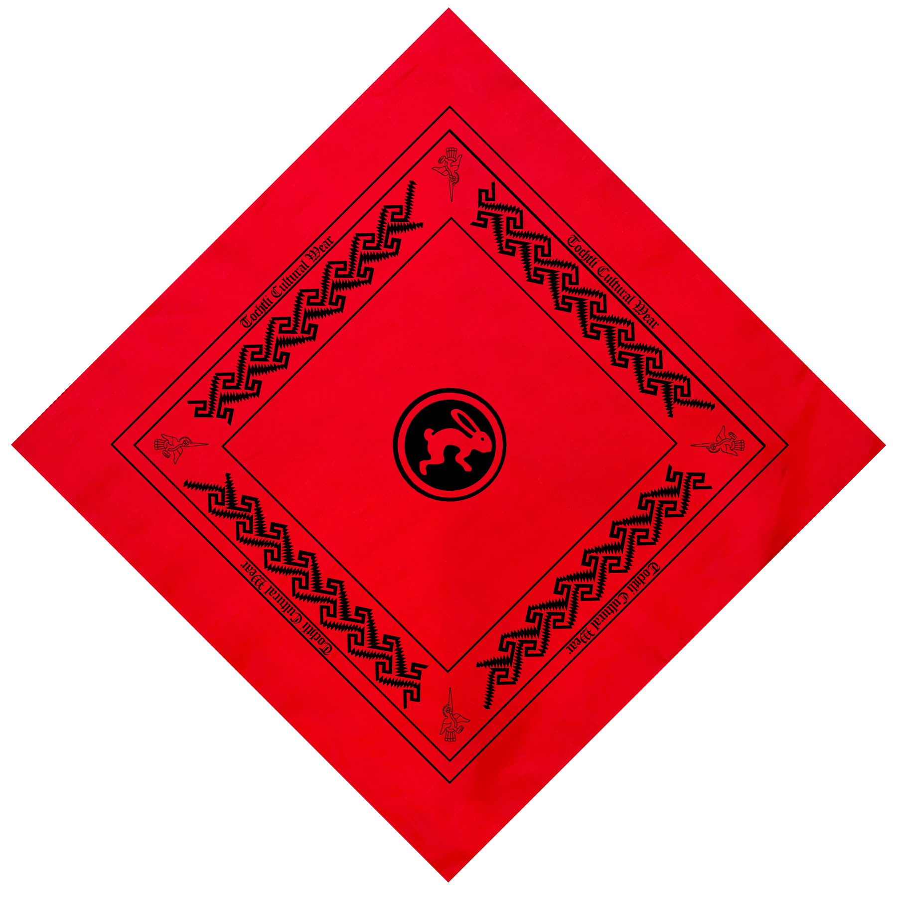 Bandana - 4 directions, red 22" x 22"