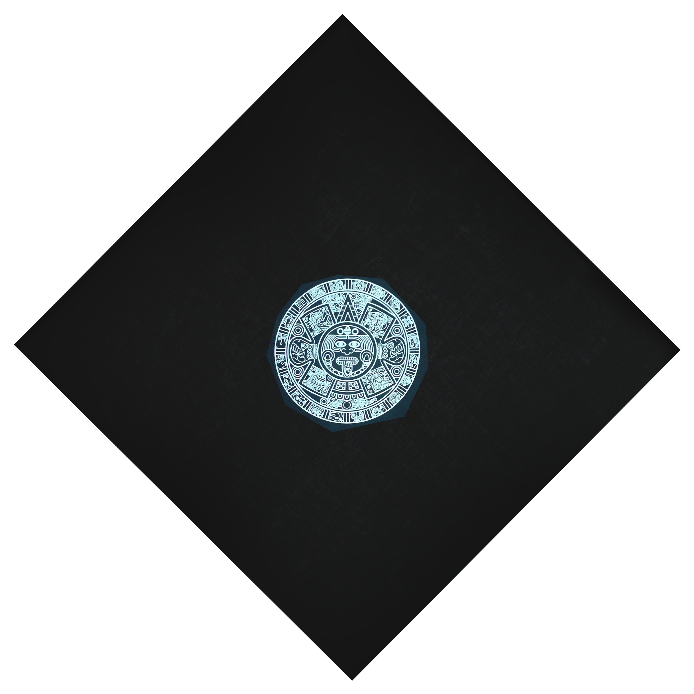 Bandana - Aztec Calendar - Black 22" X 22"