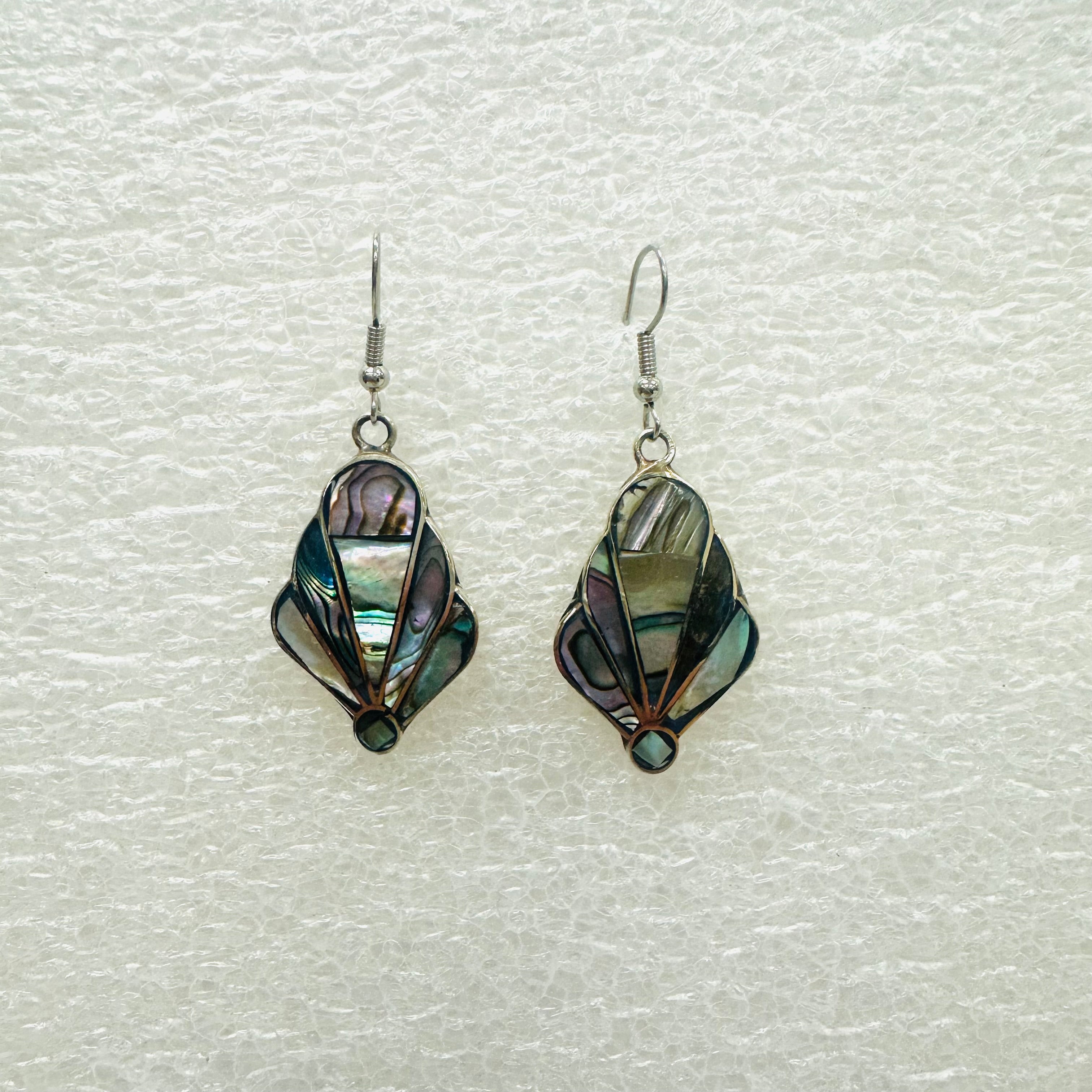 Shell Earrings - Abalone - Diamond - Small