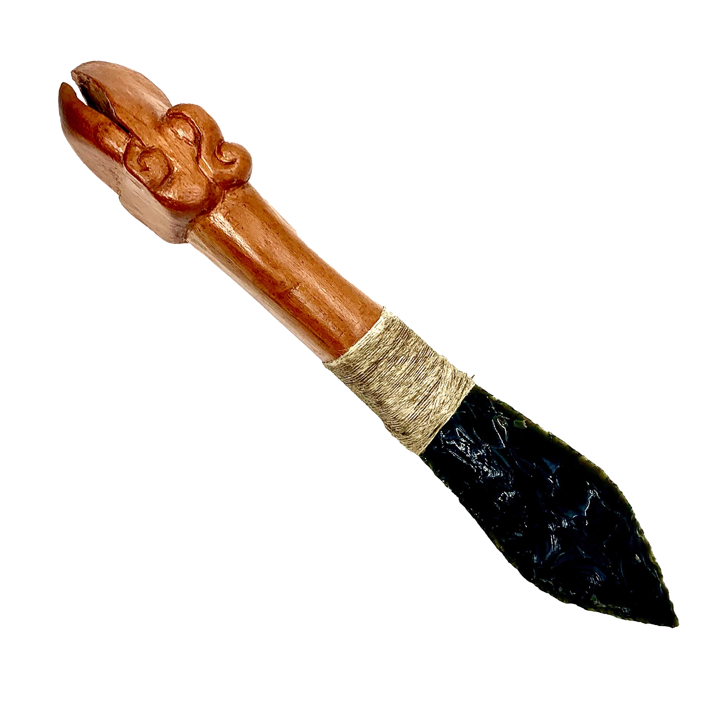 Tecpatl - Obsidian blade w wood Eagle handle