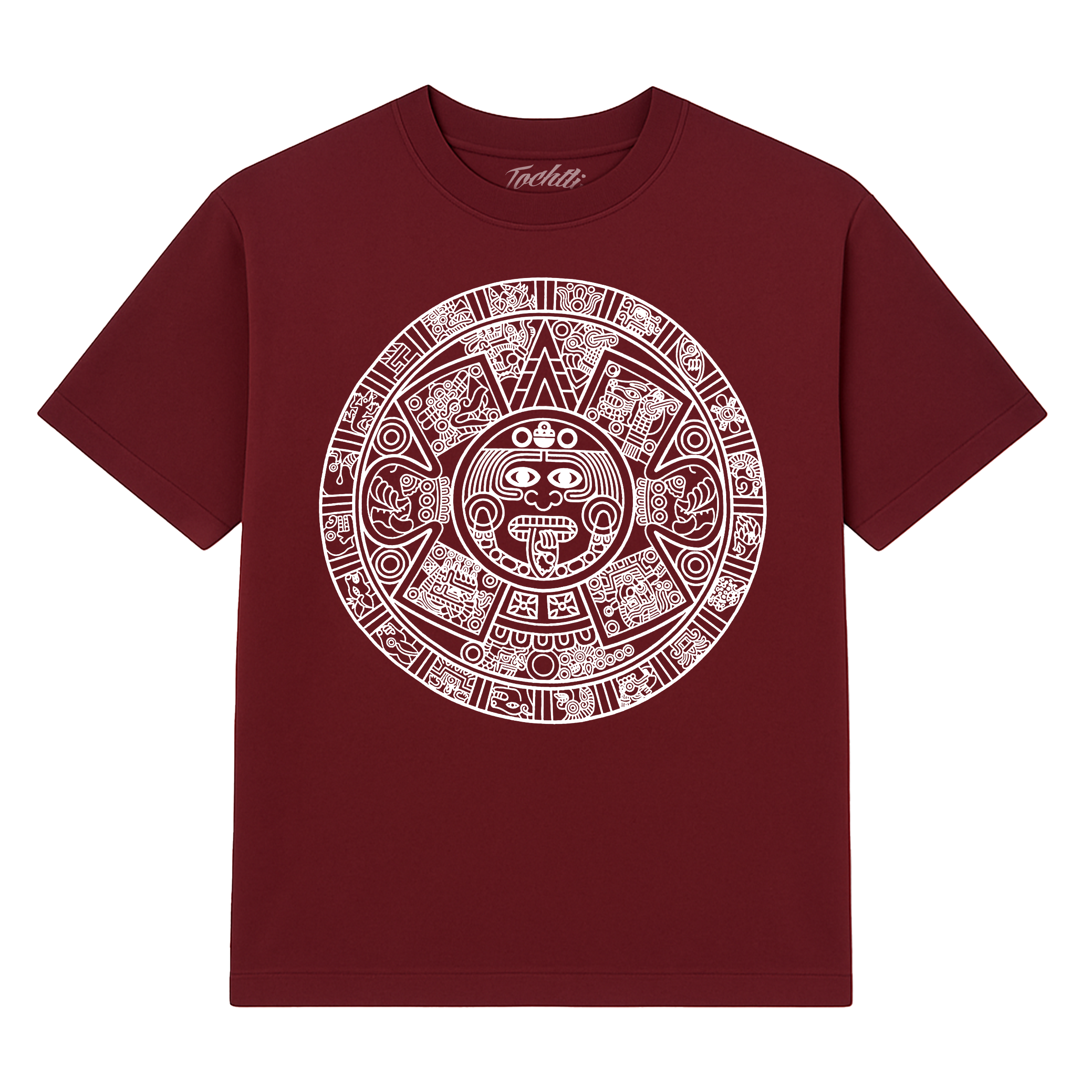 Top - Aztec Calendar - Maroon