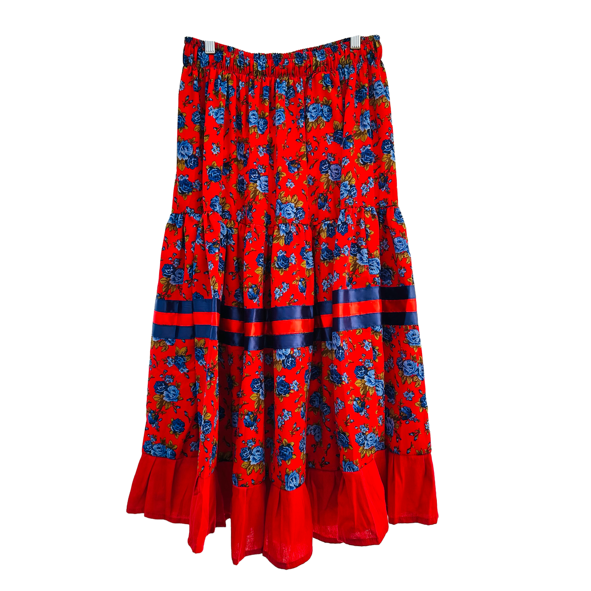 Dance Skirt - Red & Blue Flowers