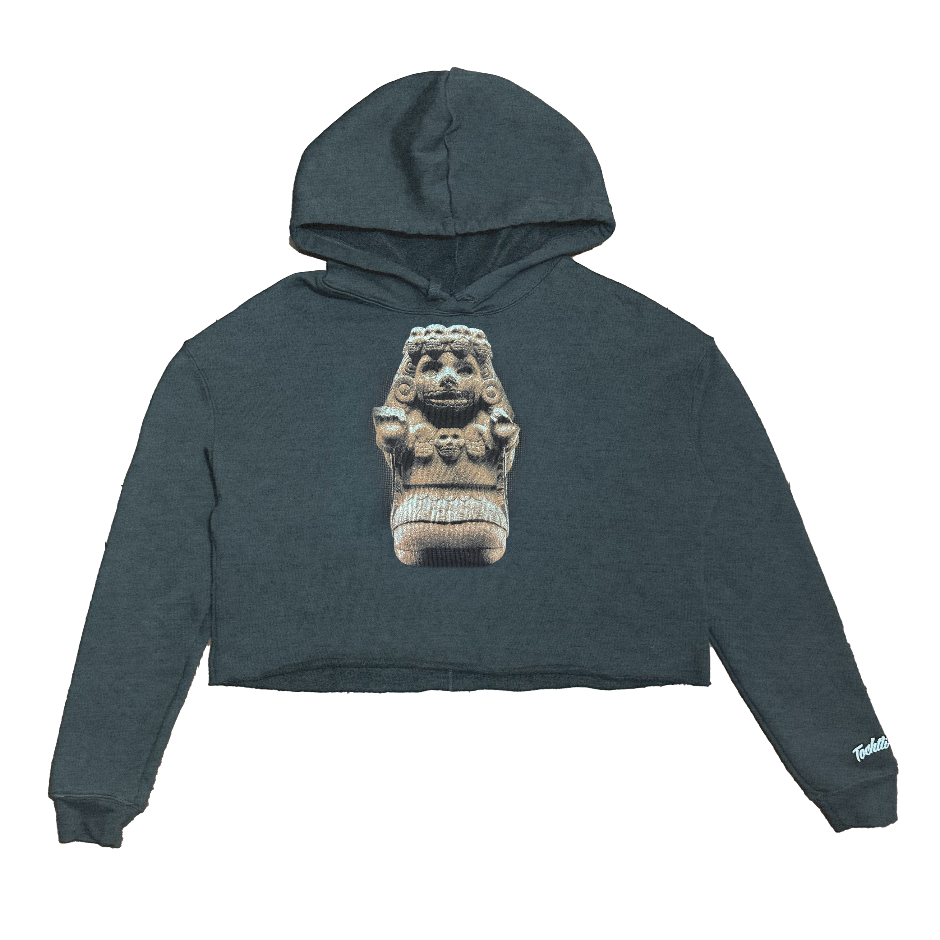 Crop Top Hoodie - Cihuateteotl - Grey