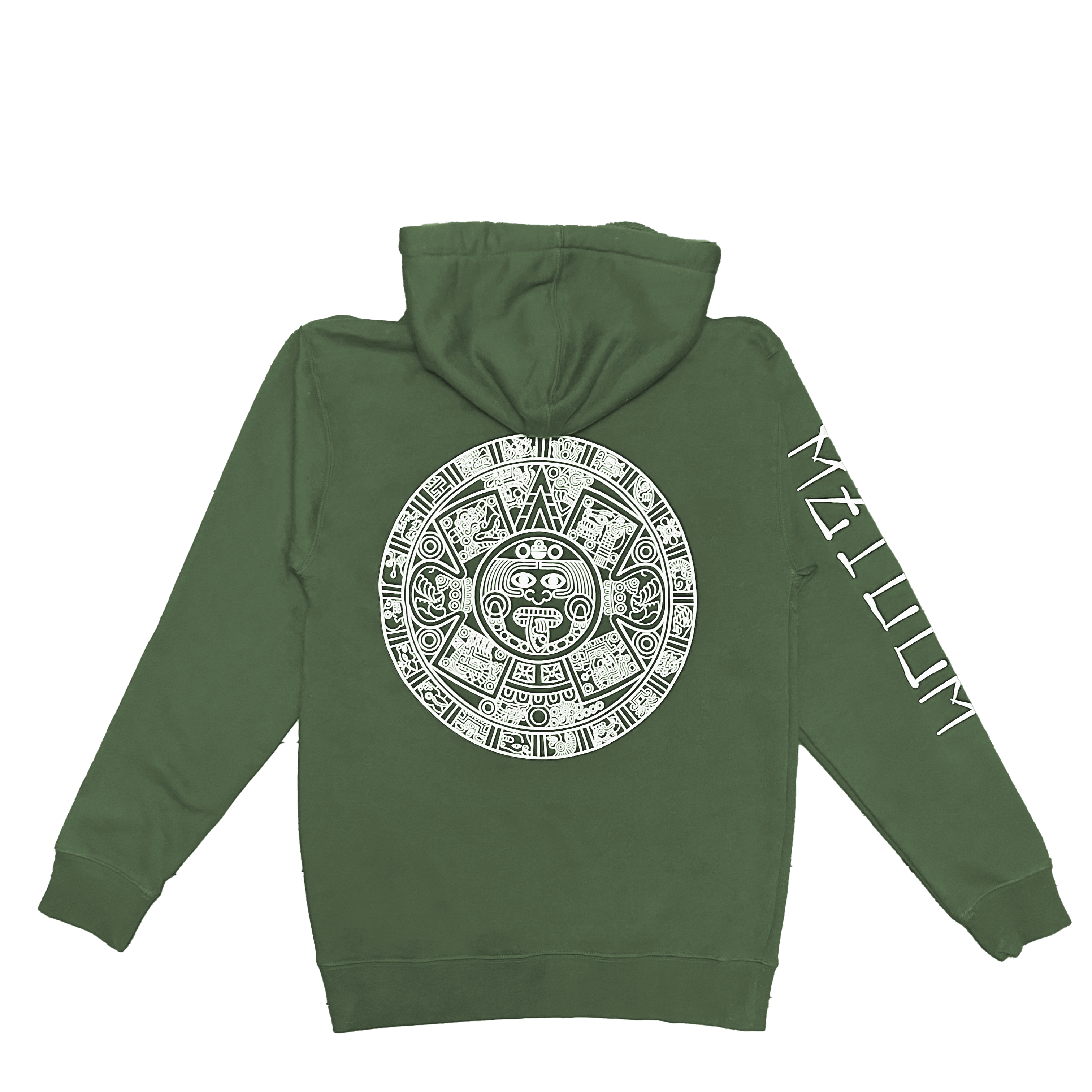 Hoodie - Aztec Calendar - Army Green