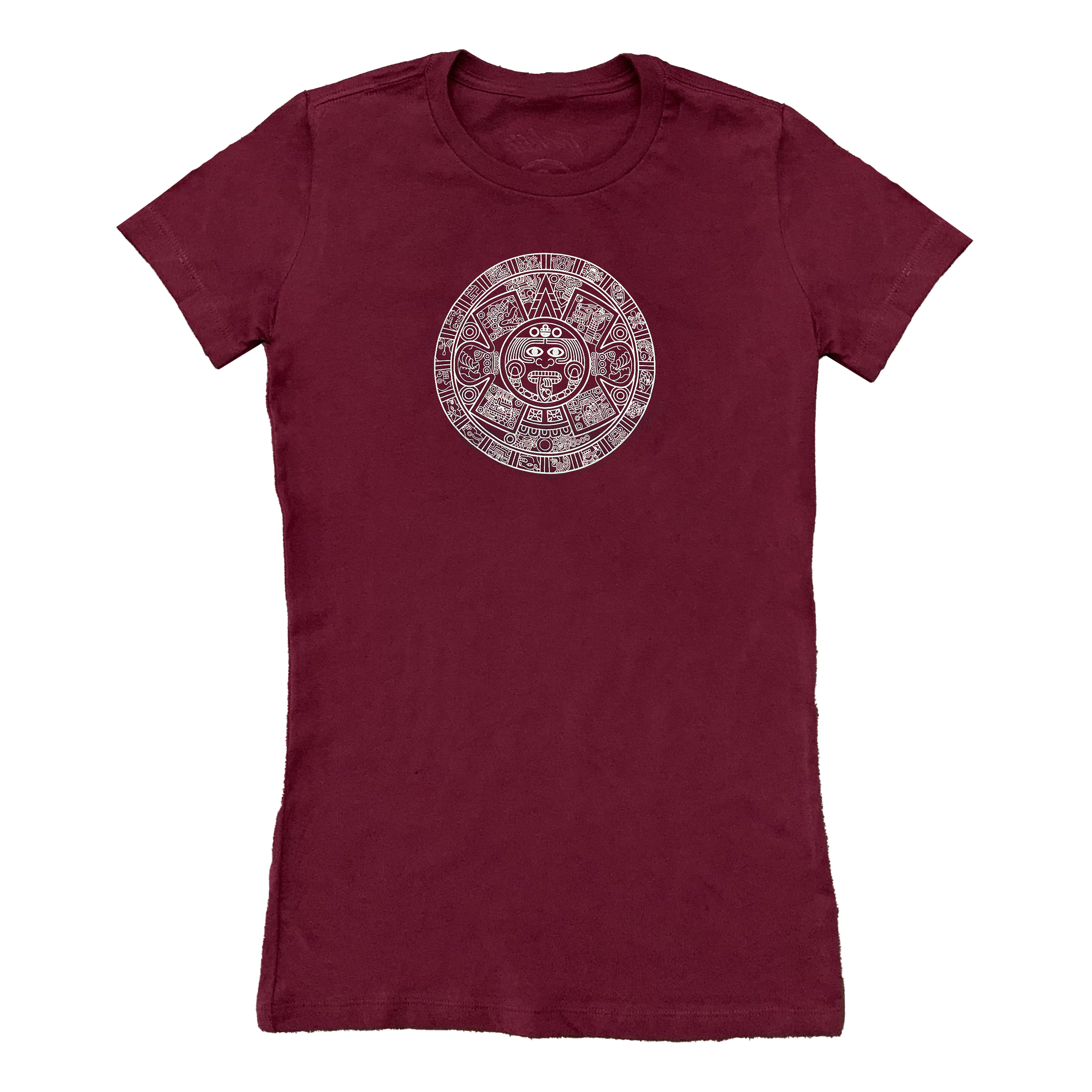 Ladies Top - Aztec Calendar - Maroon