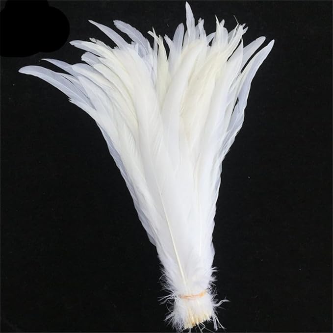 Feathers - White Roosters, 16-18", set of 100