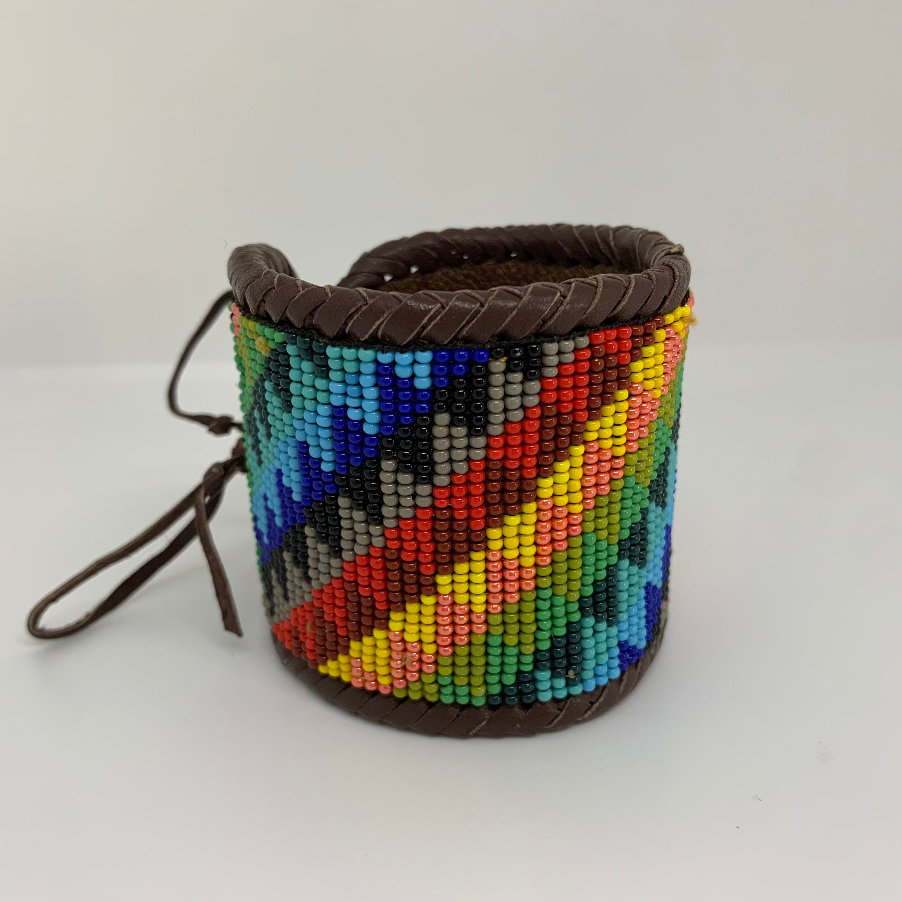 Beaded n leather bracelet 166