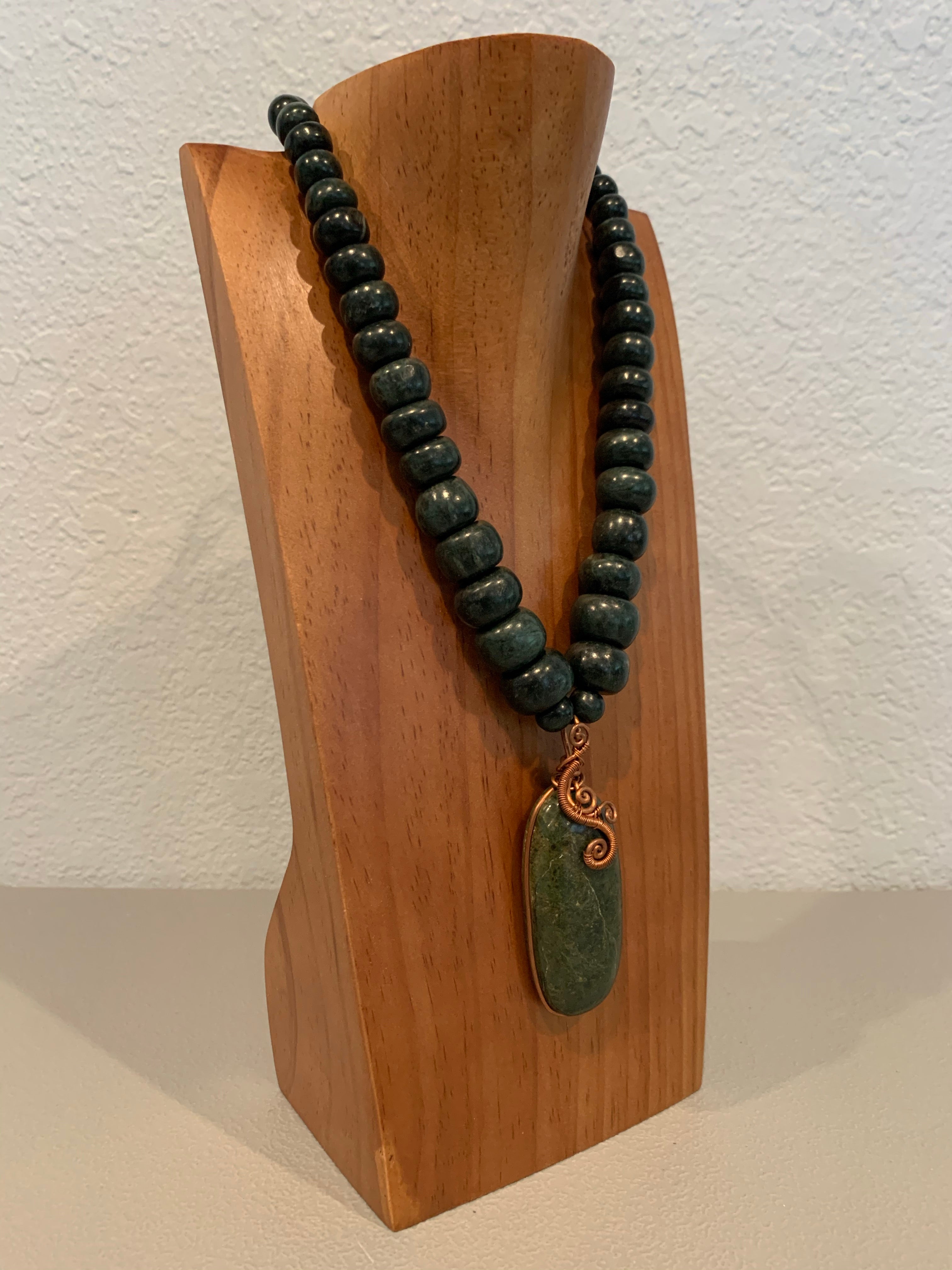 Necklace - Guatamala Jade and Copper Wire pendent