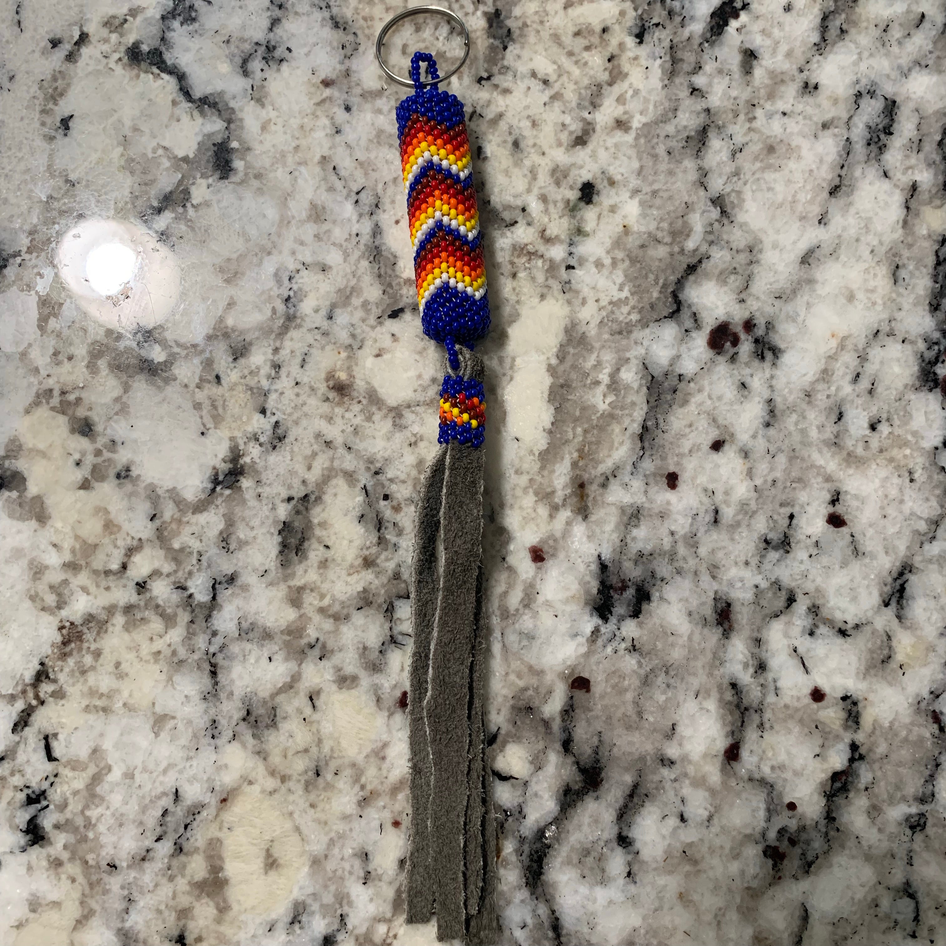 Beaded n leather keychain 5