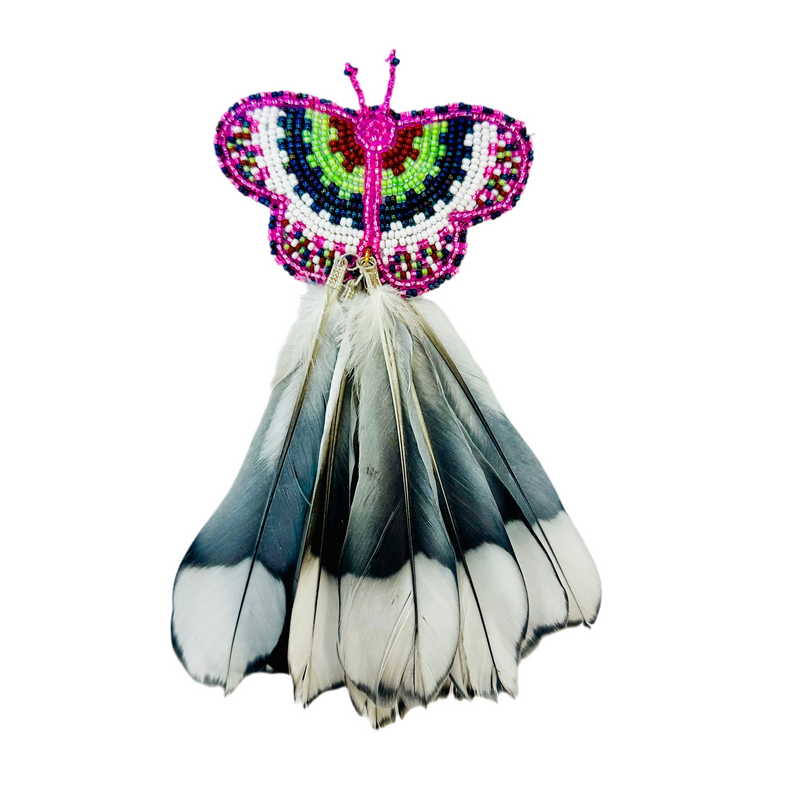 Hair Pendant - Butterfly Beaded and Feather Hair clip 6