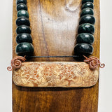 Necklace - Guatamala Jade with Hand Carved Bone Popol Vuh 6