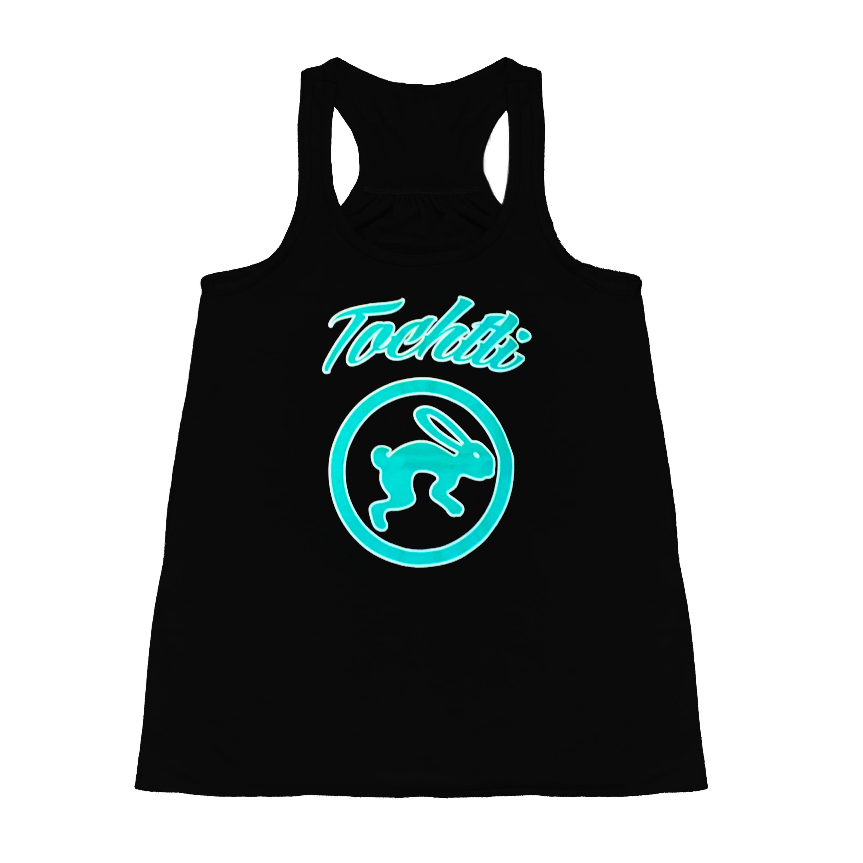 Ladies Tank Top - Flowy Razor Back - Tochtli Logo Black