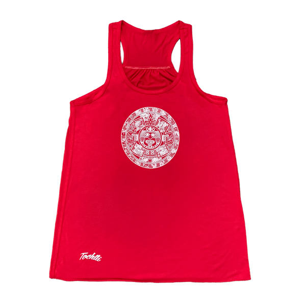 Ladies Tank Top - Aztec Calendar - Red
