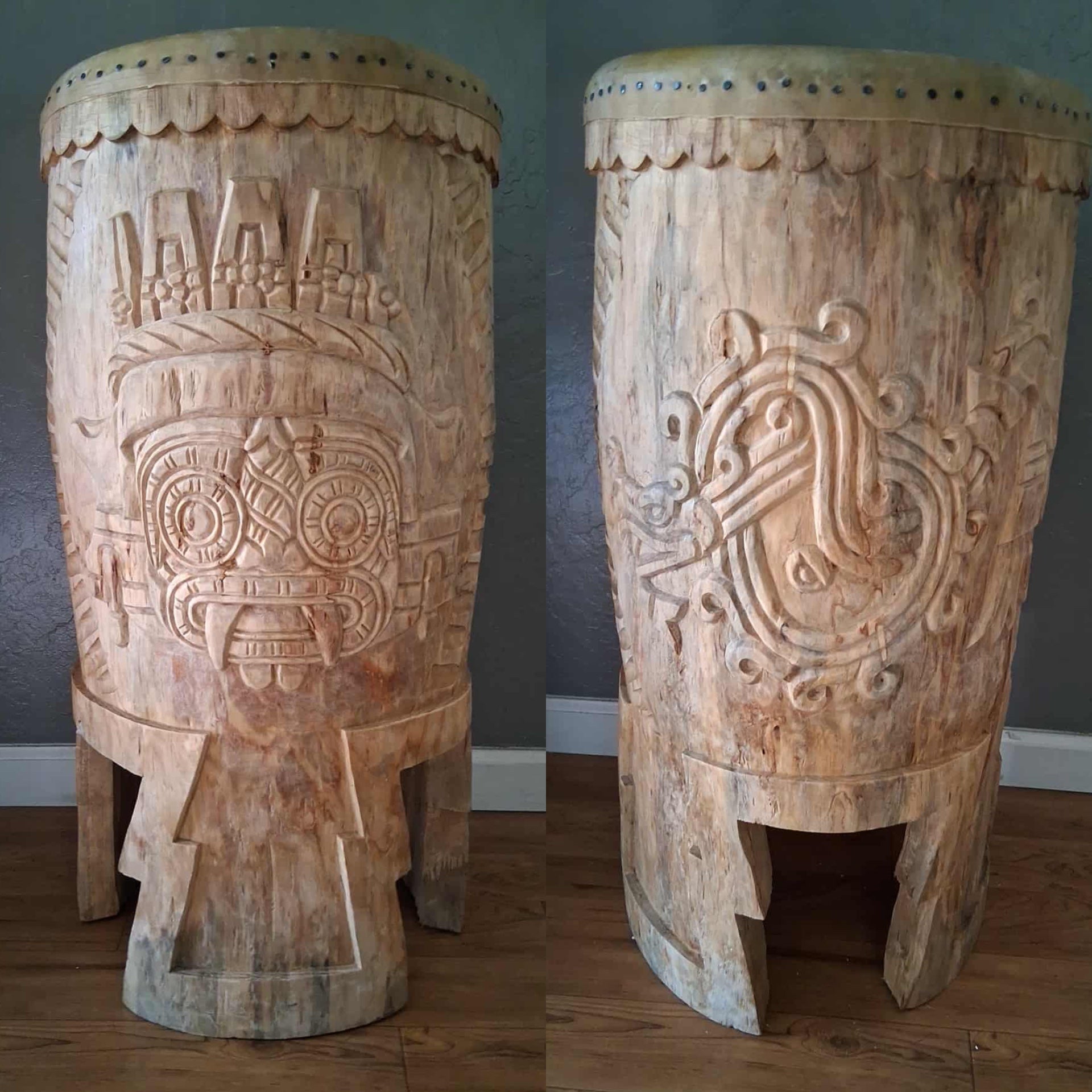 Drum (Huehuetl) - 32” Tlaloc