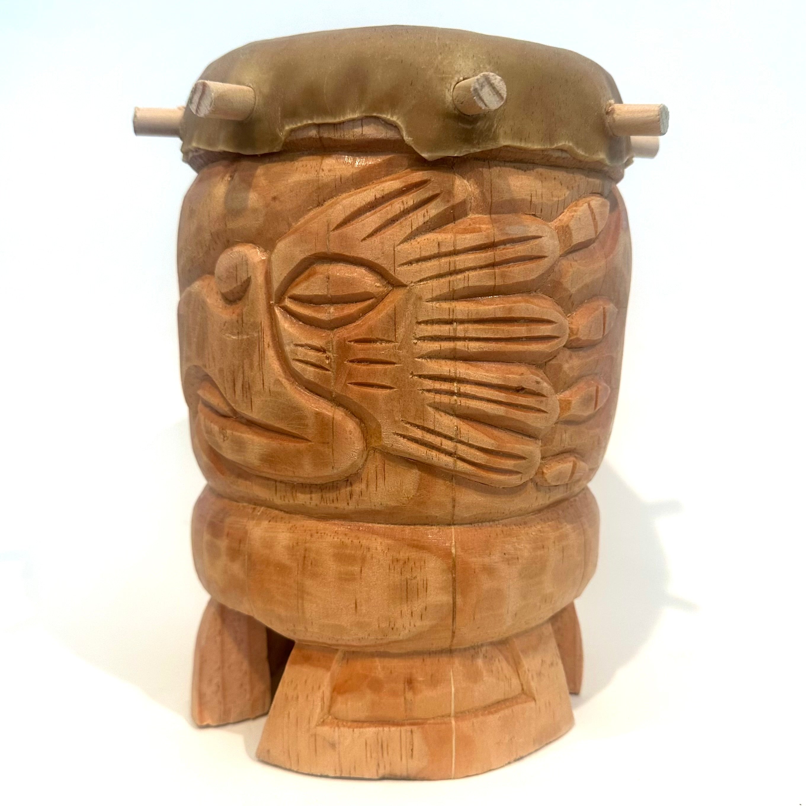 Drum (Huehuetl) - 10” tall Eagle Jaguar