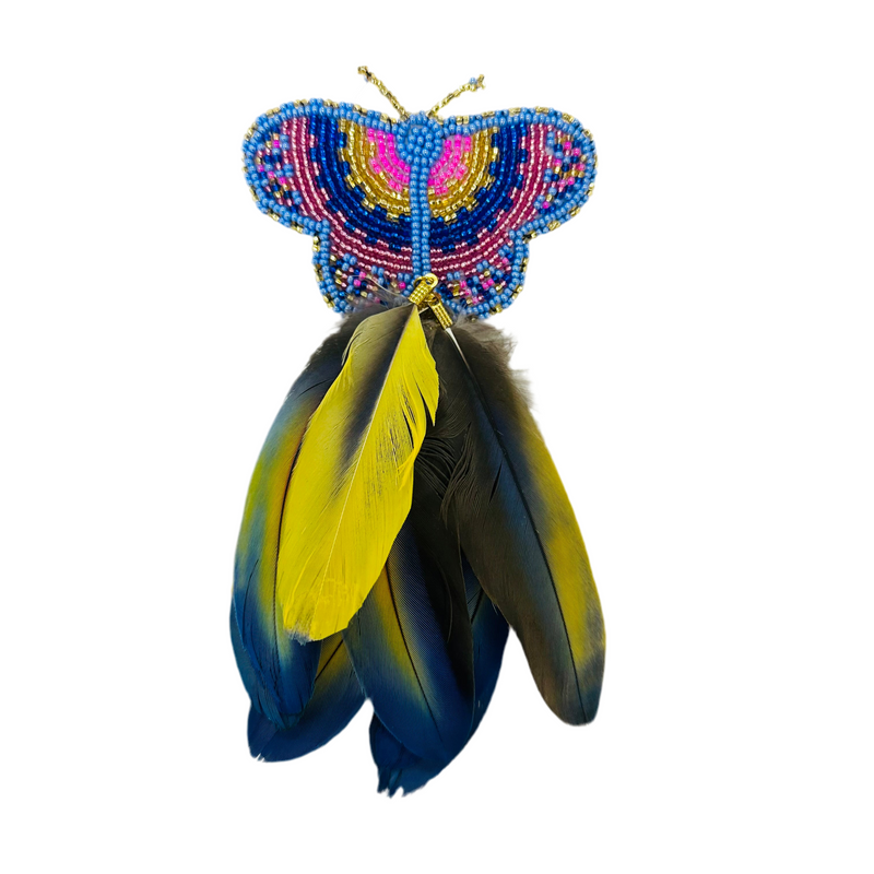 Hair Pendant - Butterfly Beaded and Feather Hair clip 5