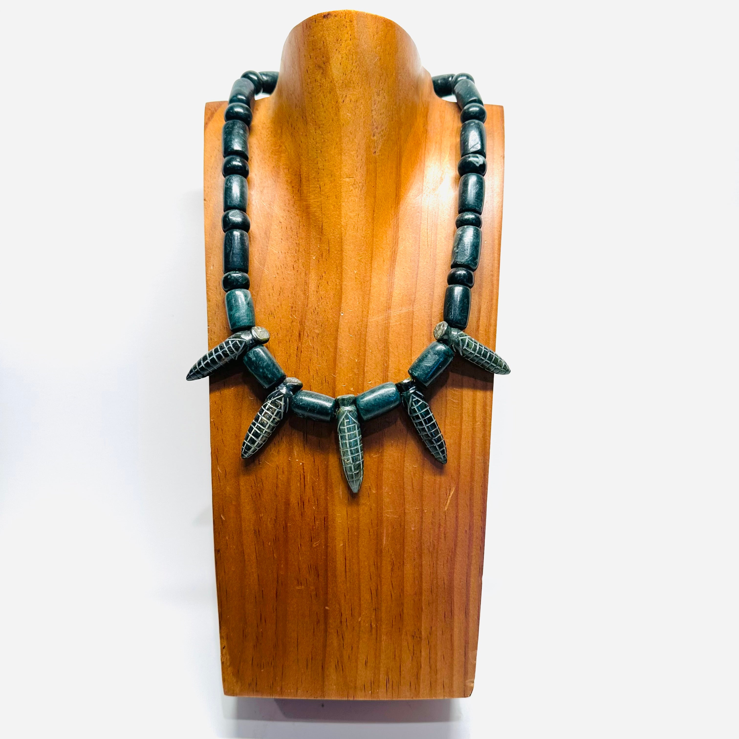 Necklace - Guatamala Jade with Jade corn (maiz) pendent