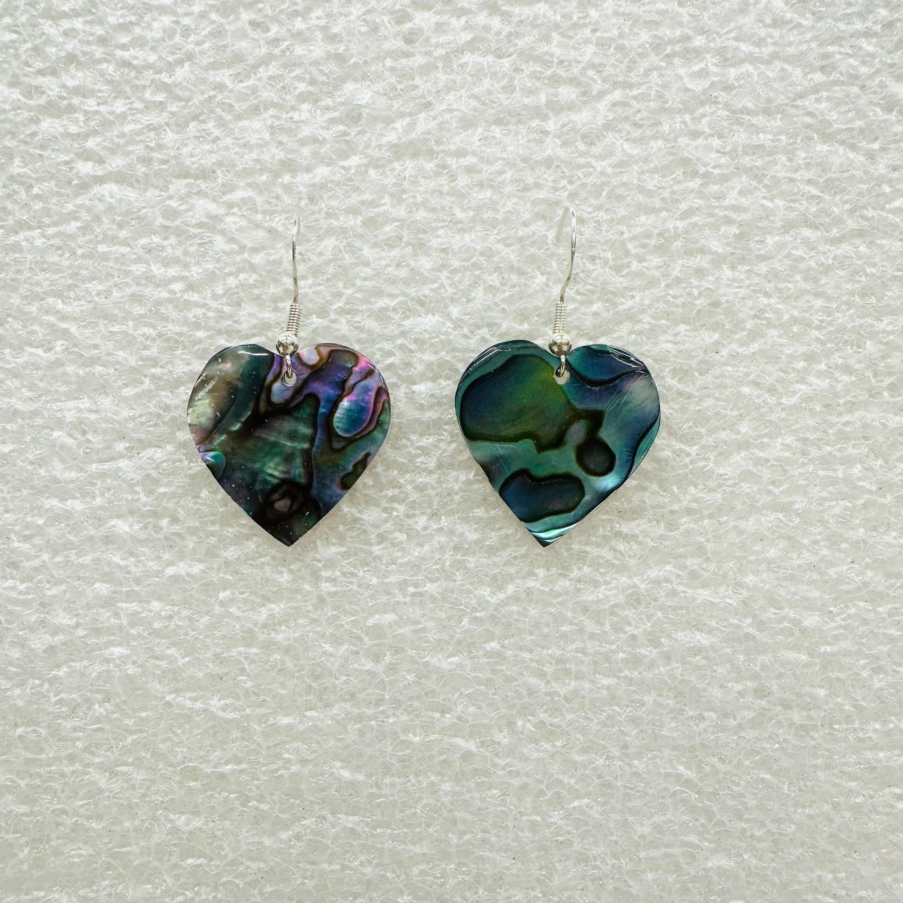 Shell Earrings - Abalone - Heart - 2 cm