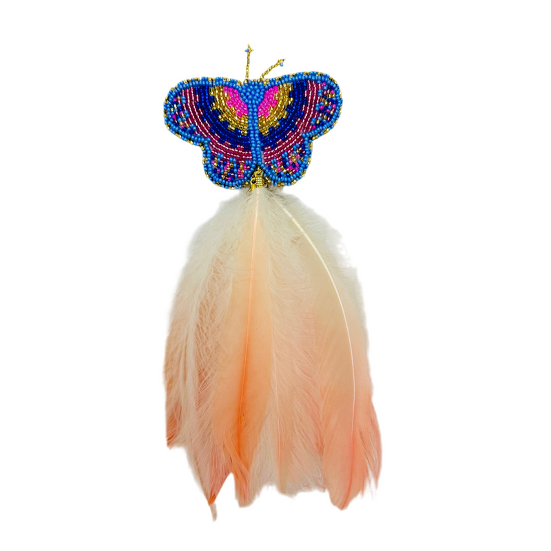 Hair Pendant - Butterfly Beaded and Feather Hair clip 10