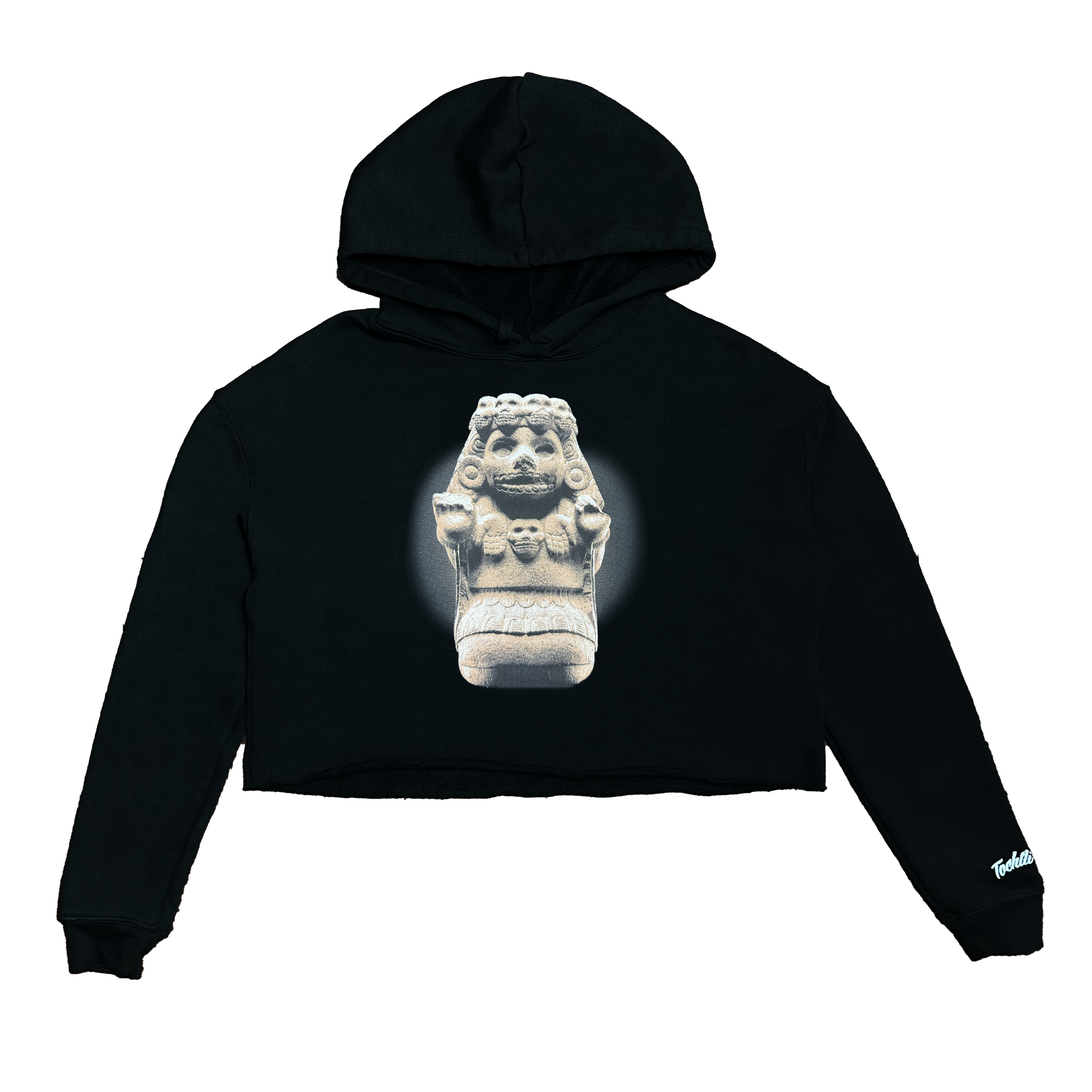 Crop Top Hoodie - Cihuateteotl - Black