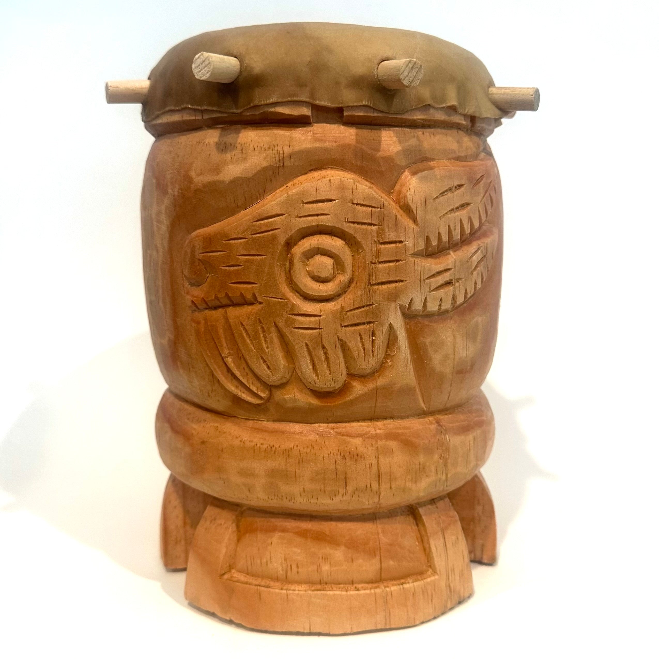 Drum (Huehuetl) - 10” tall Tochtli Tecpatl