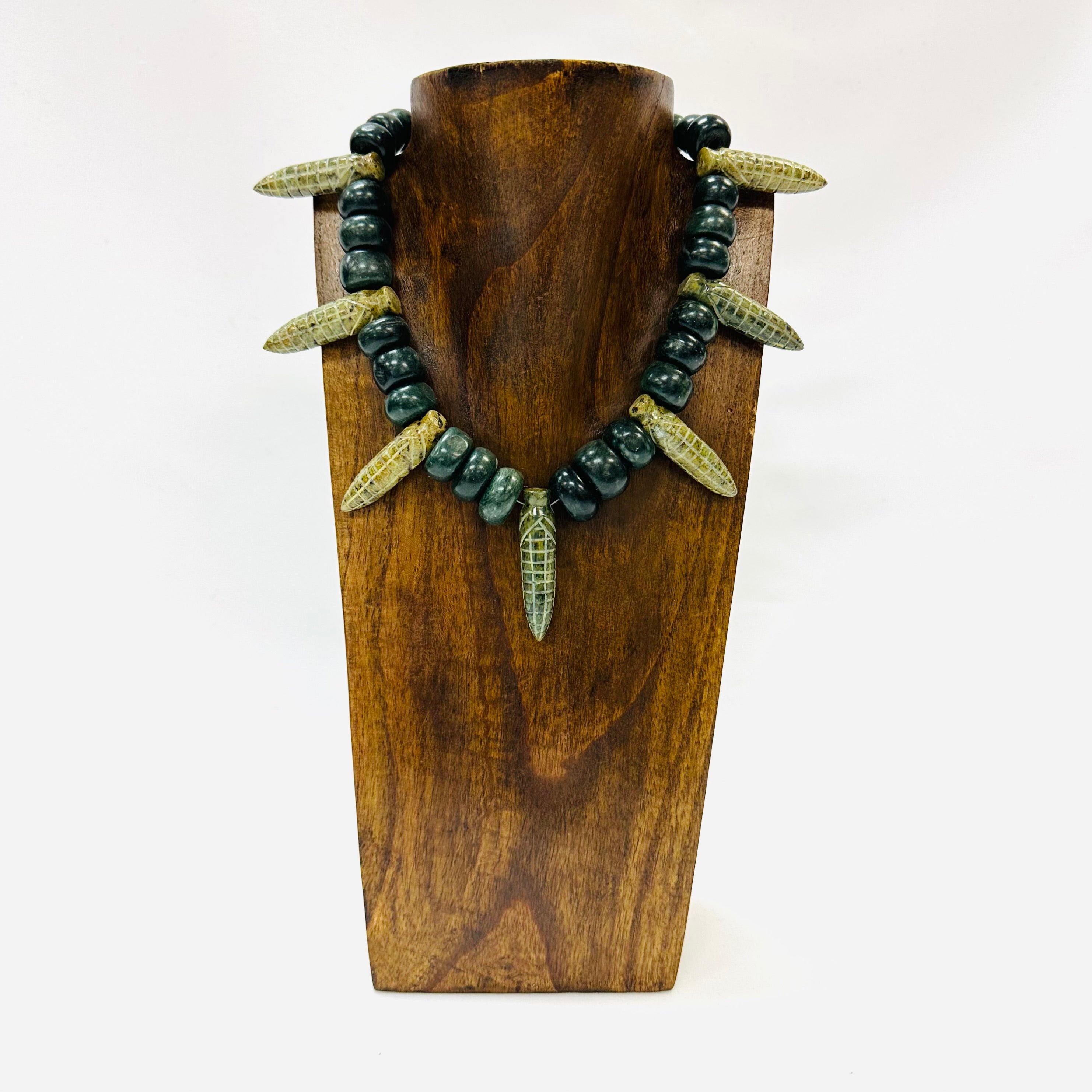 Necklace - Guatamala Jade with Jade corn (maiz) pendent