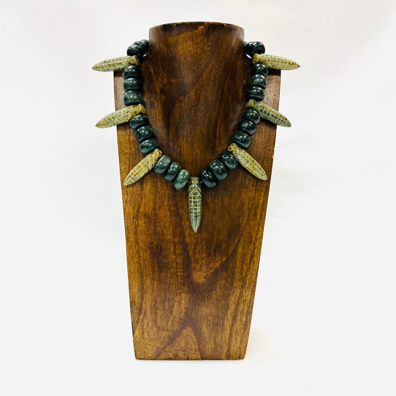 Necklace - Guatamala Jade with Jade corn (maiz) pendent