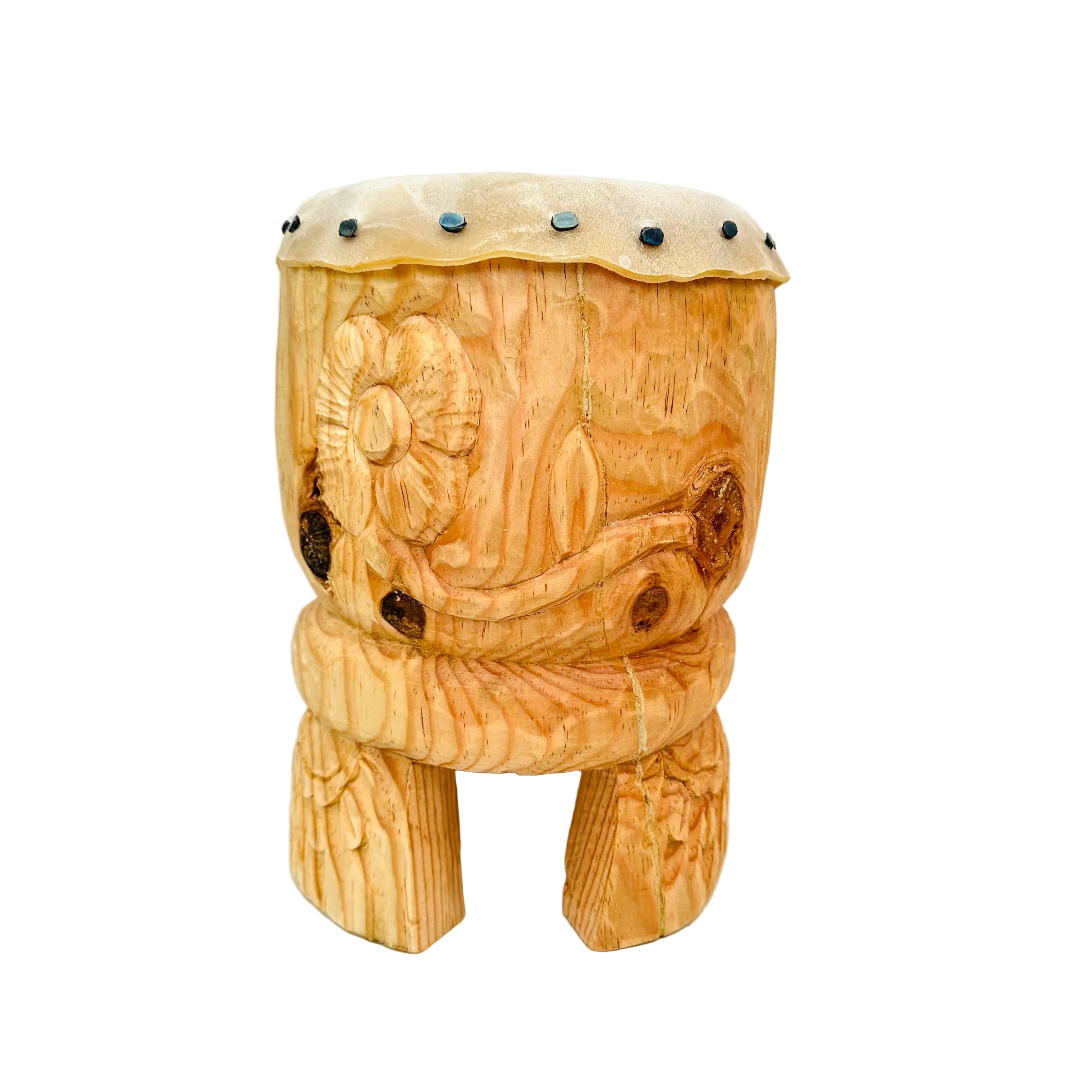 Drum (Huehuetl) - 10” tall Tecpatl Xóchitl