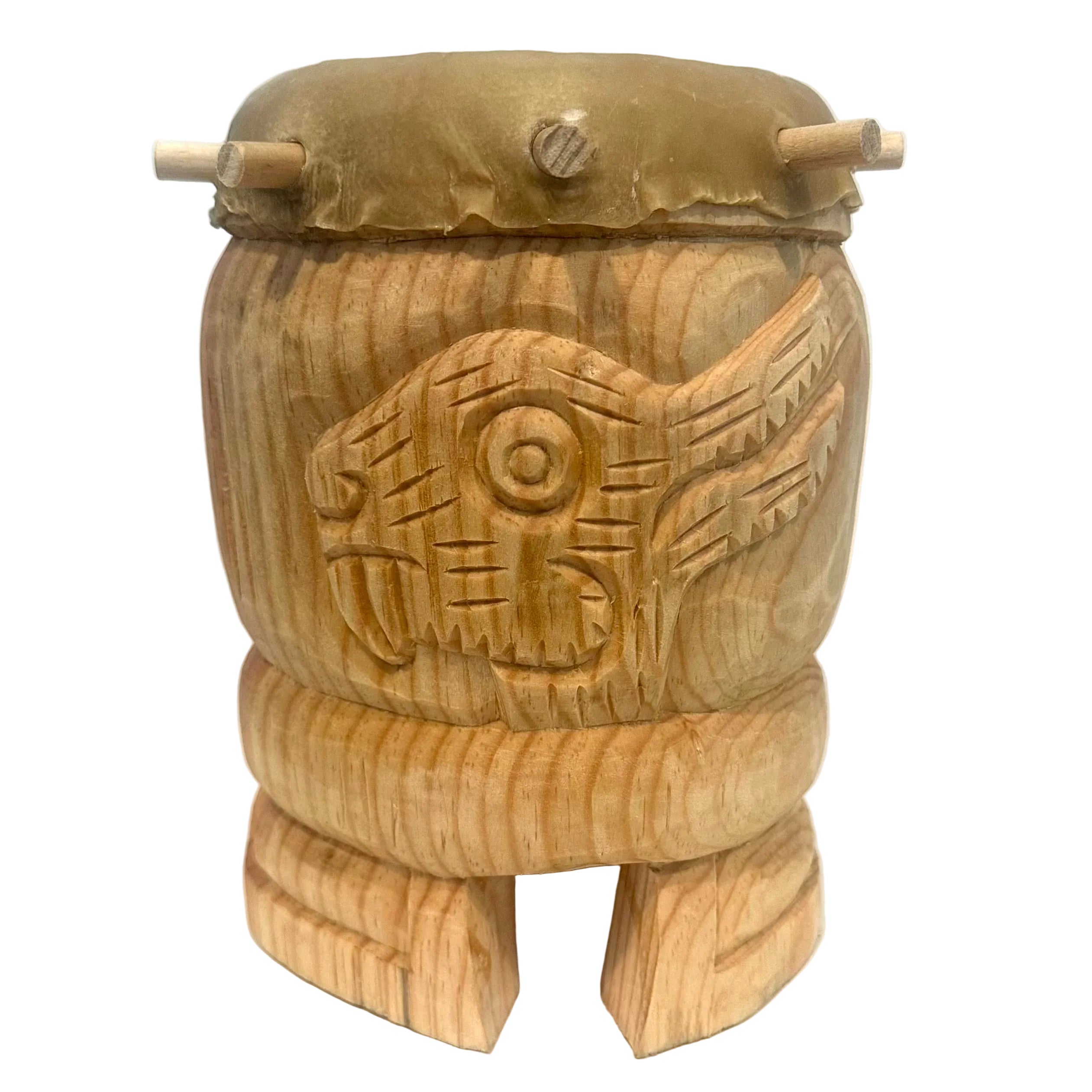 Drum (Huehuetl) - 10” tall Cuauhtli Tochtli