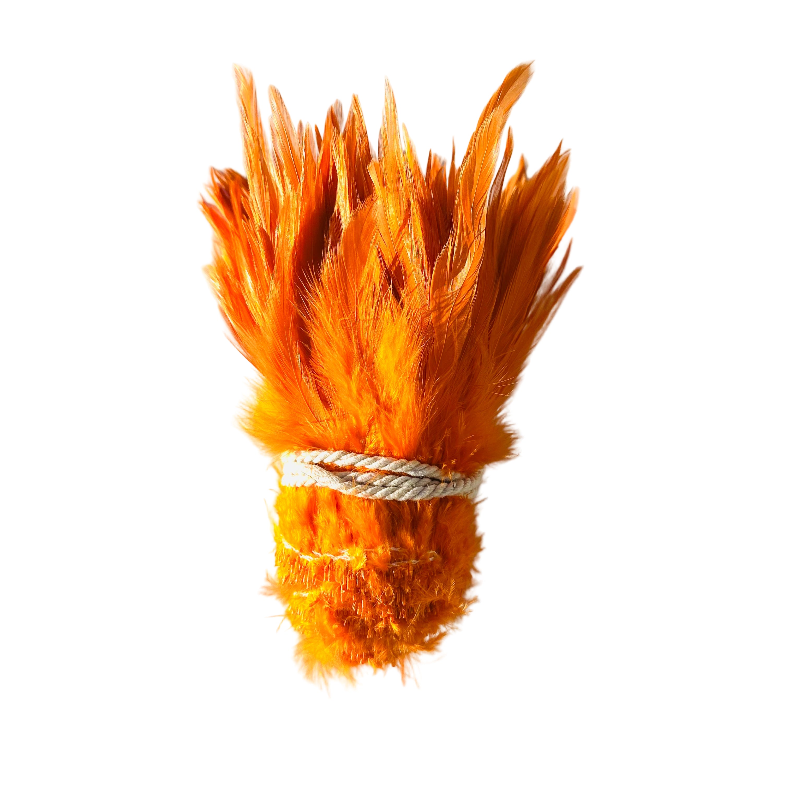Feathers, Orange Strung Rooster hackle feathers, 6-8", 1 yard