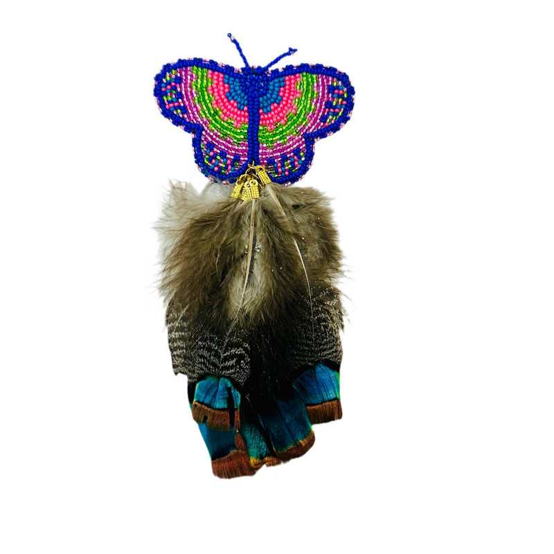 Hair Pendant  - Butterfly Beaded and Feather Hair clip 8