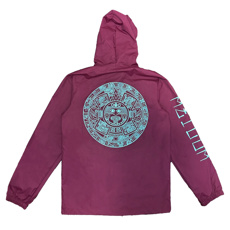 Windbreaker - Aztec Calendar - cardinal - button up