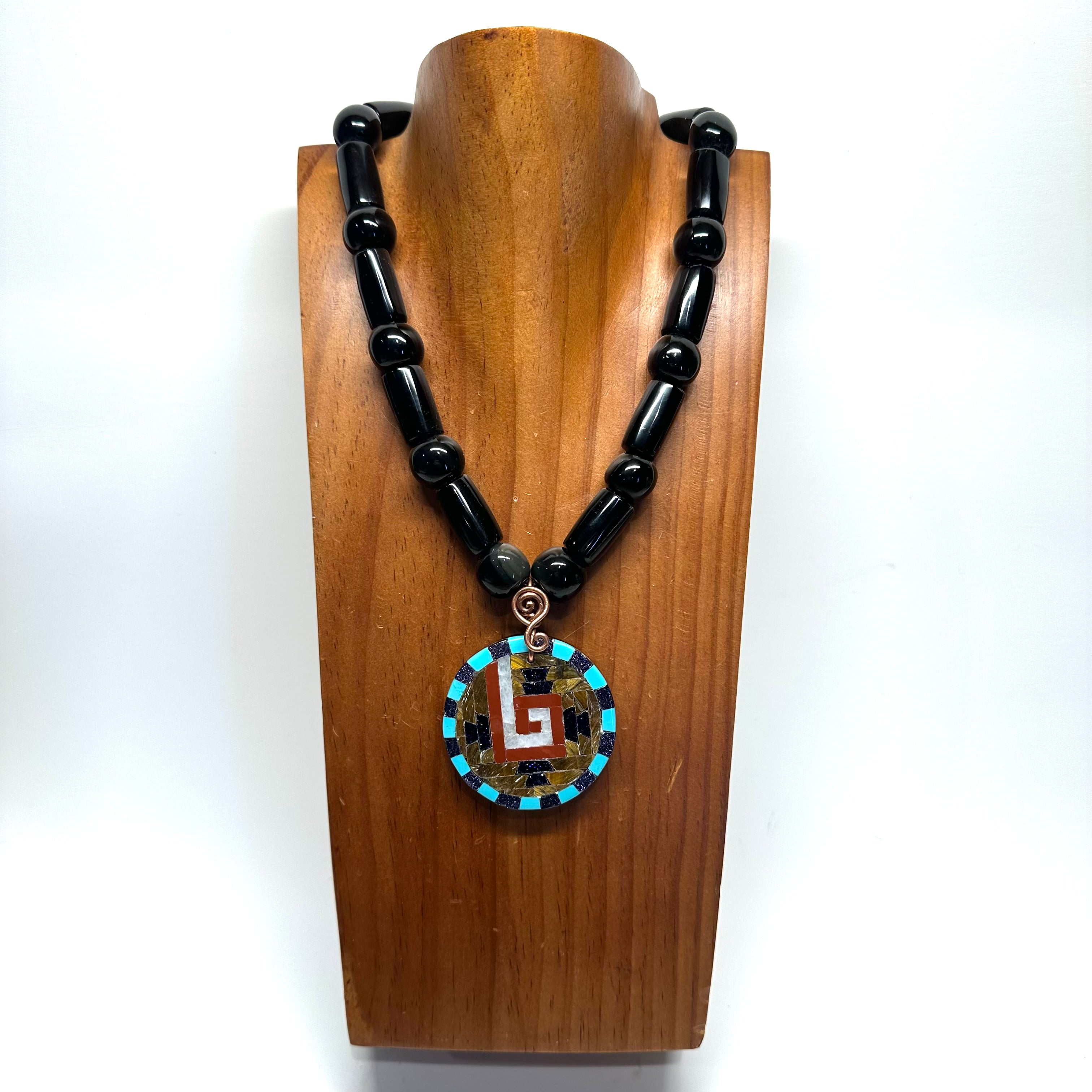 Necklace - Obsidian mosaic shield 3