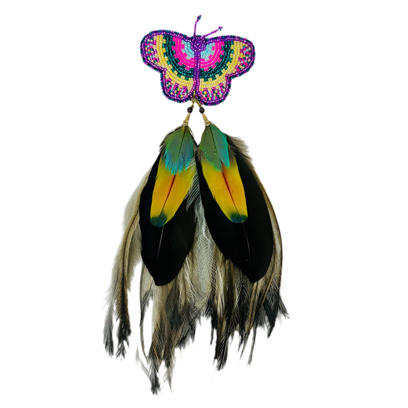 Hair Pendant - Butterfly Beaded and Feather Hair clip 3
