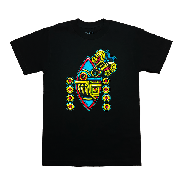 Top - Mexica New Year 8 Tecpatl - Black