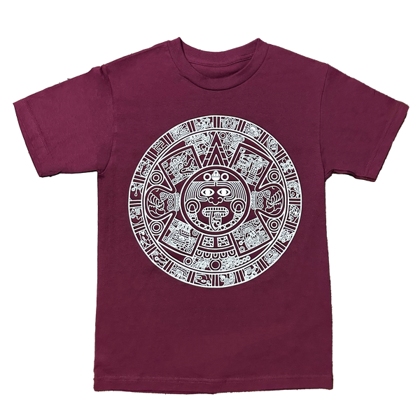 Top - Aztec Calendar - Maroon