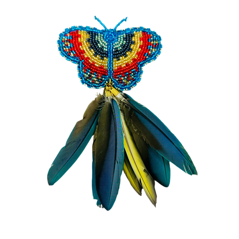 Hair Pendent - Butterfly Beaded and Feather Hair clip 9