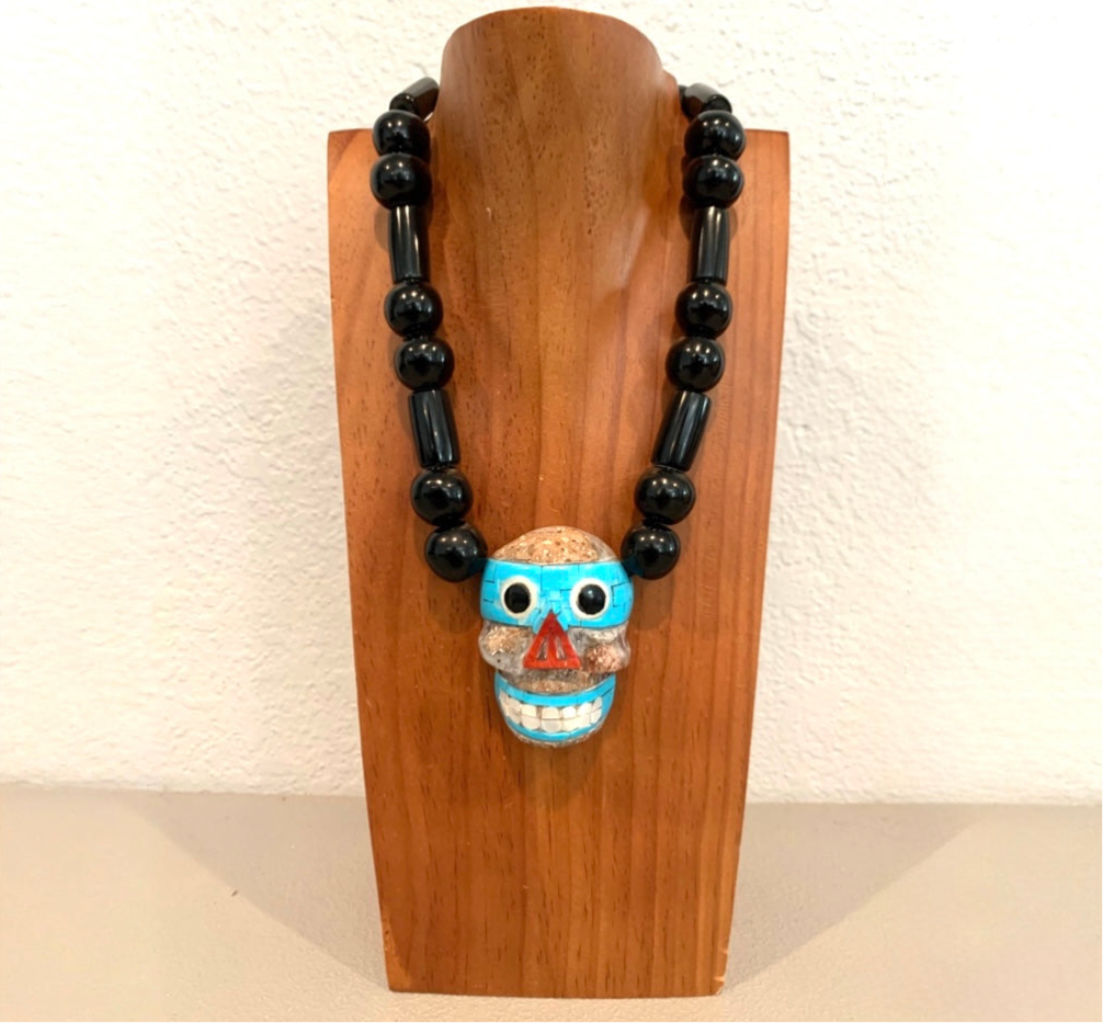 Necklace - Obsidian Meteorite skull 4