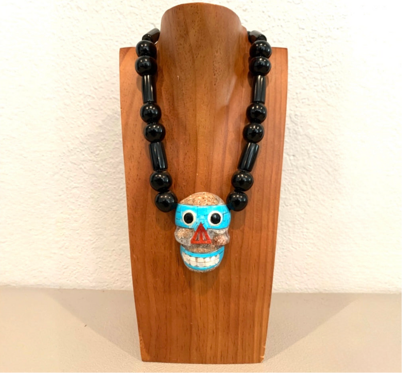 Necklace - Obsidian Meteorite skull 4