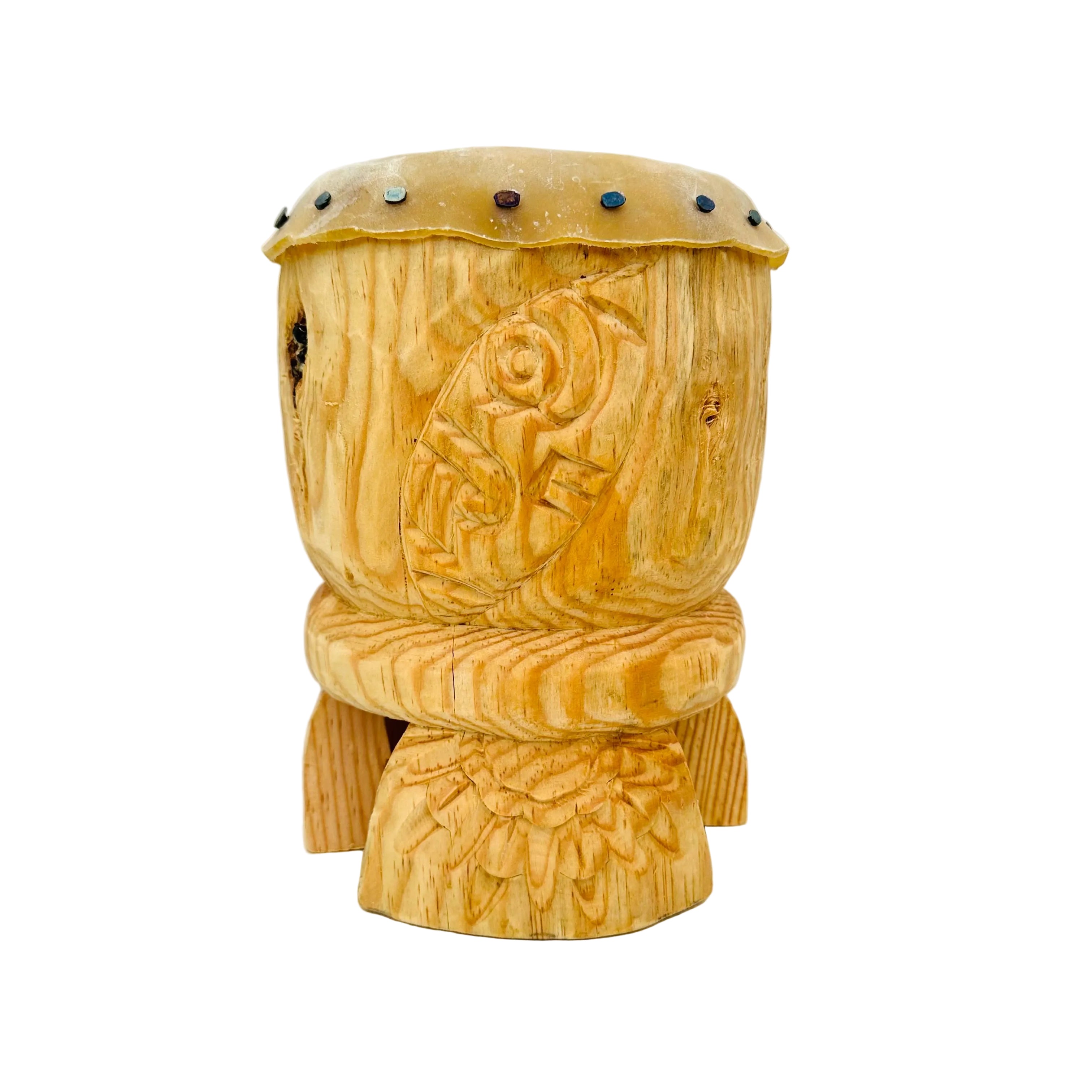 Drum (Huehuetl) - 10” tall Tecpatl Xóchitl