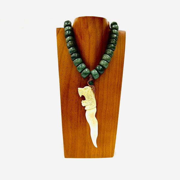 Necklace - Guatamala Jade Bone Jaguar|Ocelotl