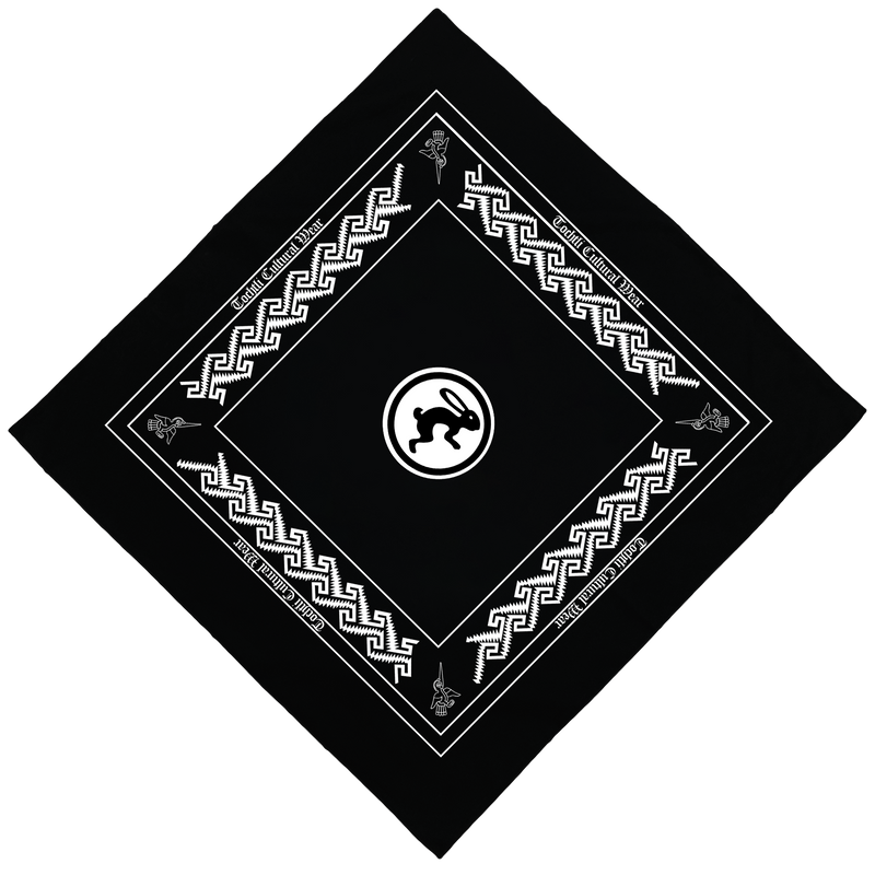 Bandana - 4 directions, black 22" x 22"