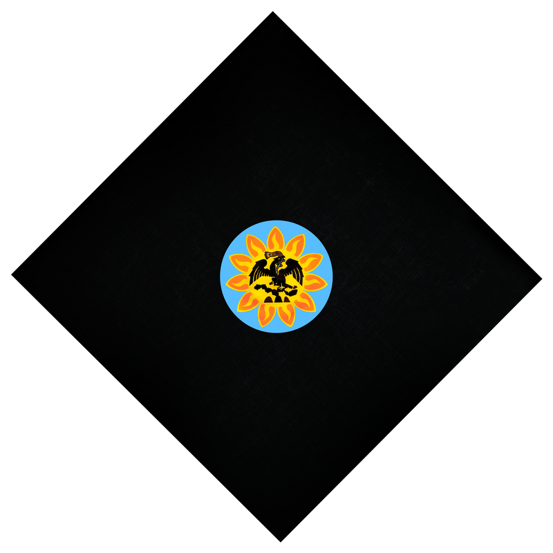 Bandana - Mexica Flag - Black (Full color)22" X 22"
